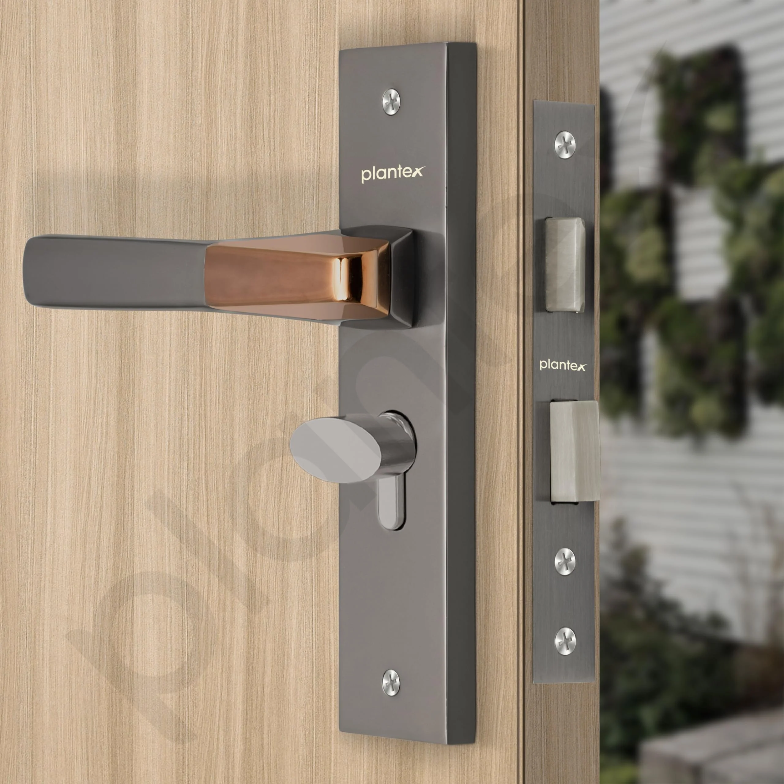 Plantex Heavy-Duty Door Lock Set - Main Door Handle Set/ 6-Lever Lock Mechanism with 3 Years of Warranty by Plantex/Mortise, Brass Lock Body & Cylinder (8114 - Satin Black & PVD Choco) - Image 6