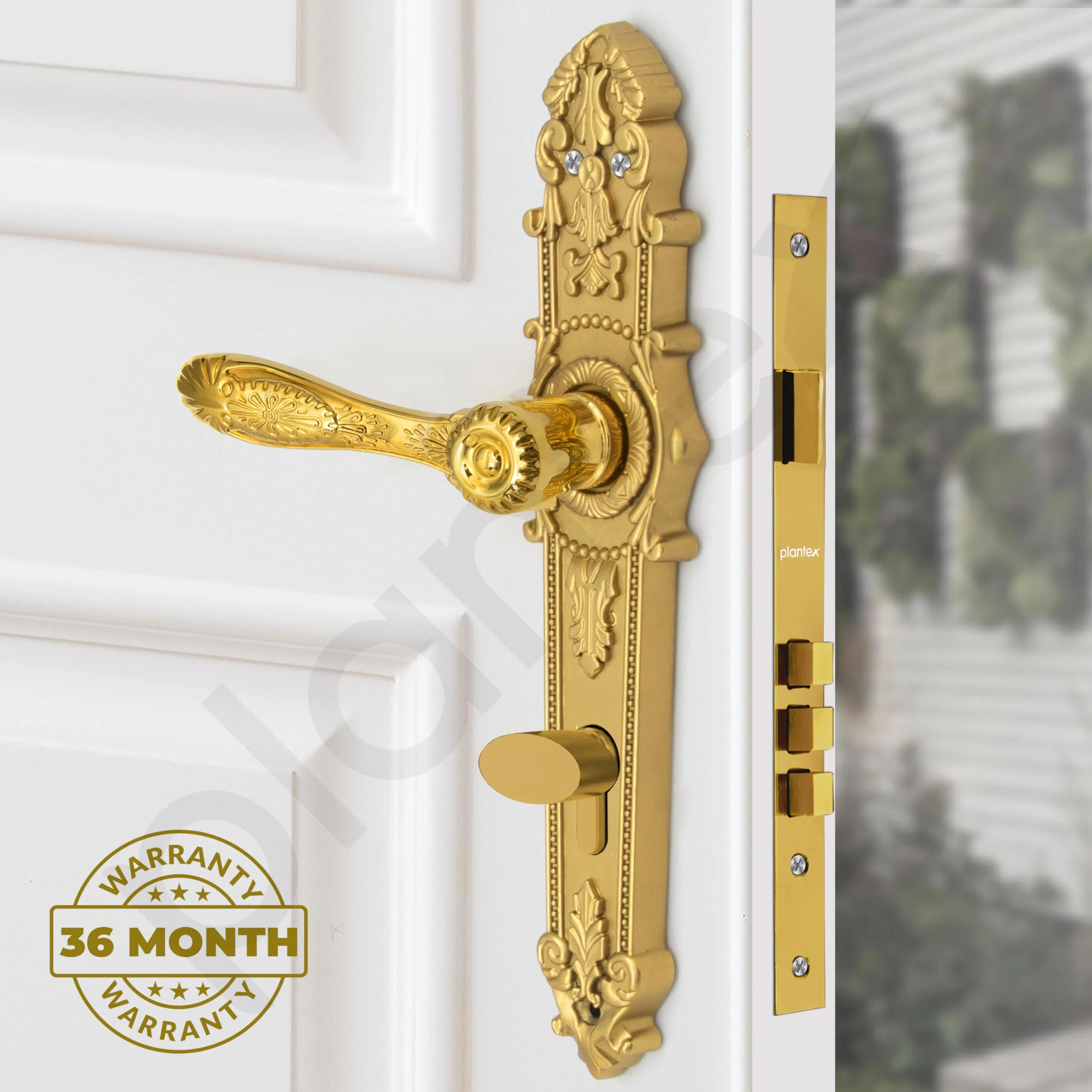 Plantex Heavy-Duty Door Lock Set -Main Door Lock Handle Set/6-Lever Lock Mechanism with 3 Years of Warranty/Mortise Lock with 3 Keys, Brass Lock Body & Cylinder(658- Gold) - Image 4