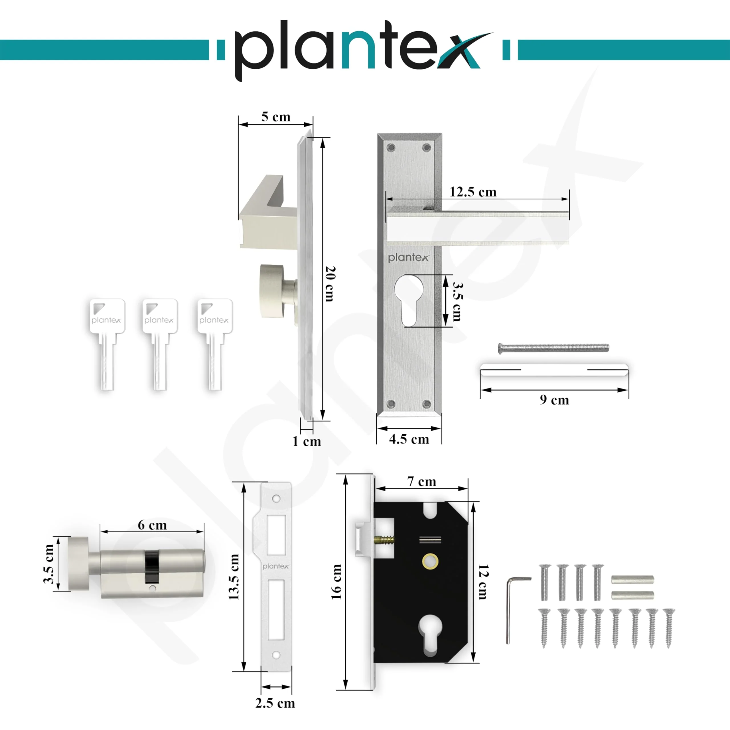 Plantex Heavy-Duty Door Lock Set - Main Door Lock Handle Set/ 6-Lever Lock Mechanism with 3 Years of Warranty/Mortise Lock with 3 Keys, Brass Lock Body & Cylinder(8081 - Chrome & Matt) - Image 3