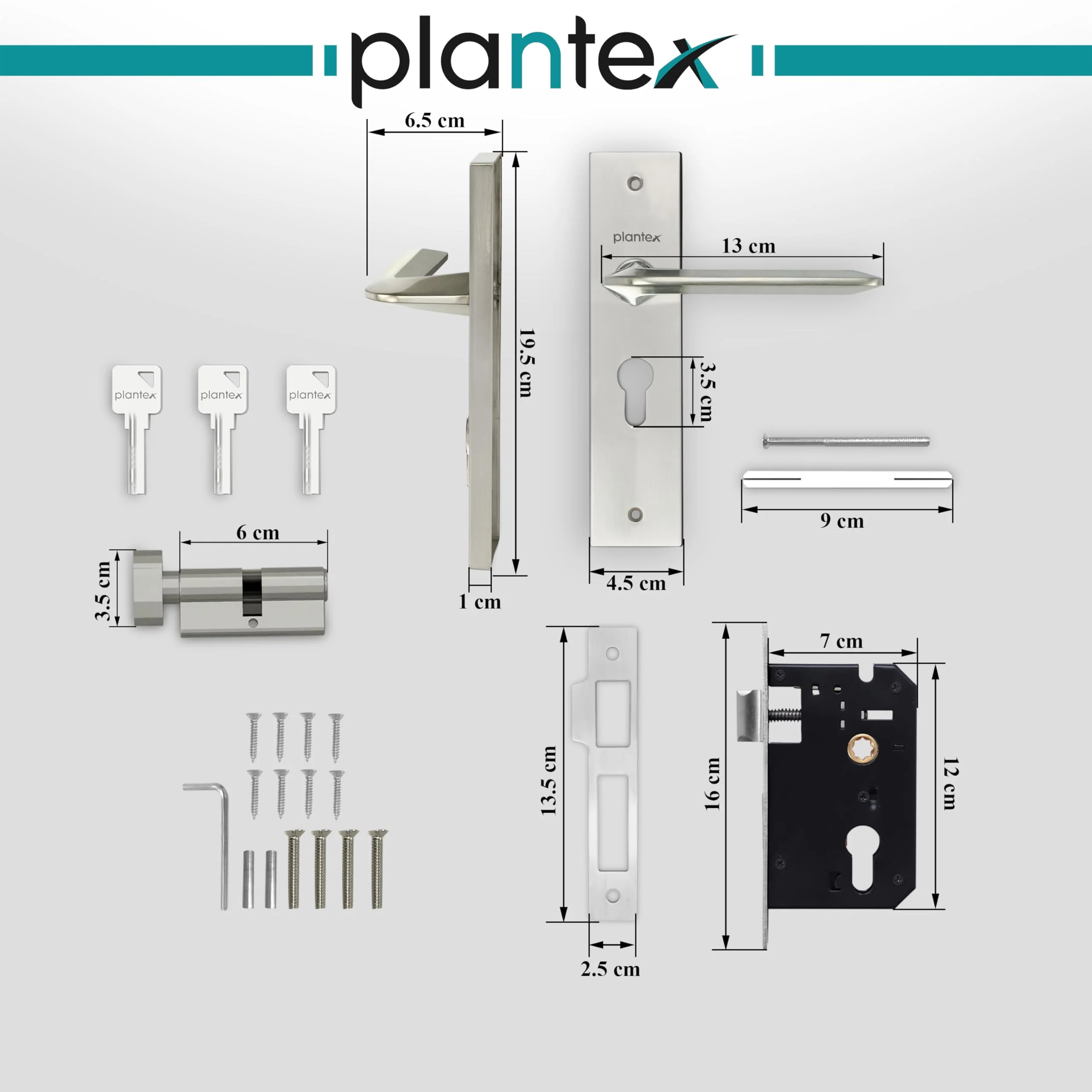 Plantex Heavy-Duty Door Lock Set - Main Door Lock Handle Set/ 6-Lever Lock Mechanism with 3 Years of Warranty/Mortise Lock with 3 Keys, Brass Lock Body & Cylinder(8105 - Matt) - Image 3