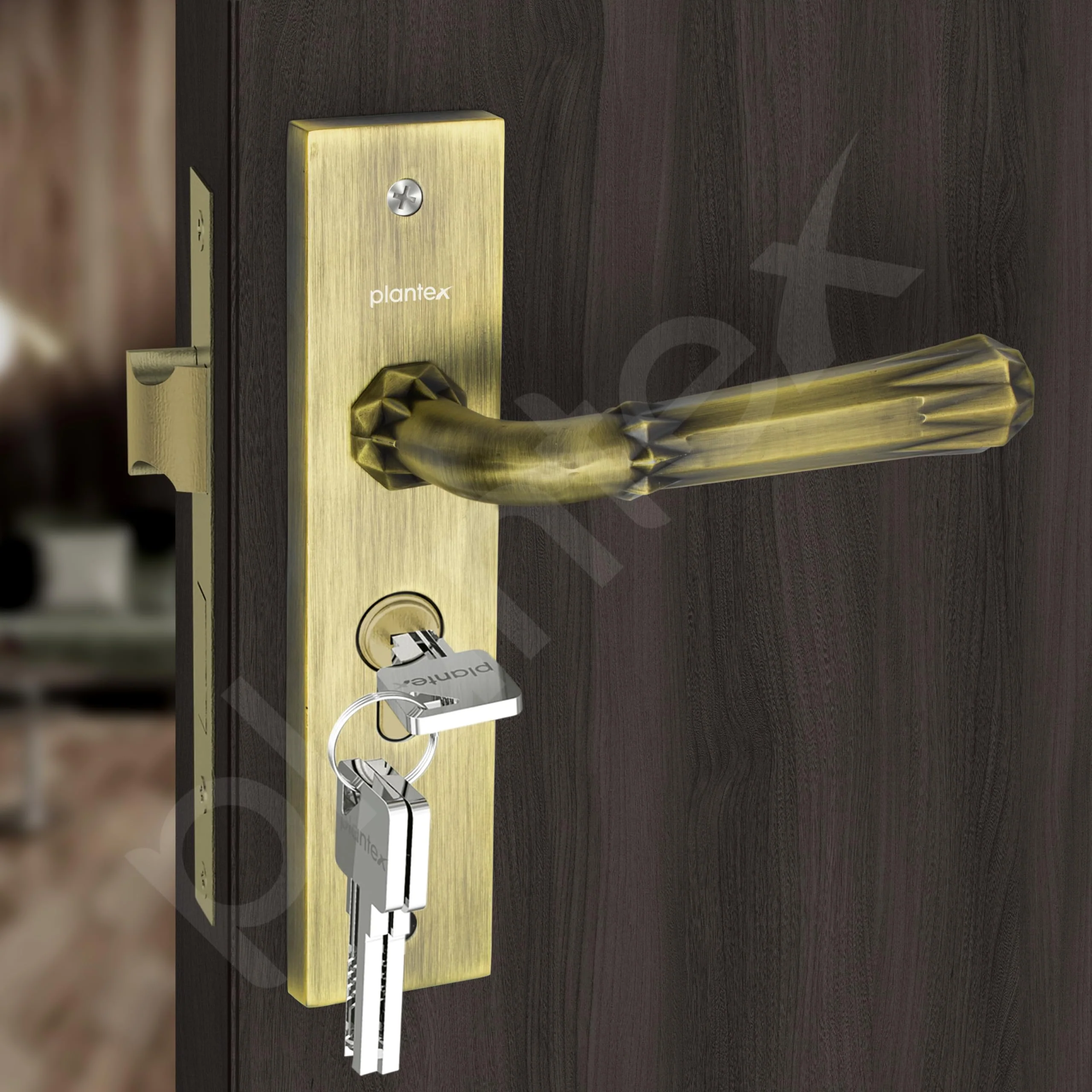 Plantex Heavy-Duty Door Lock Set - Main Door Lock Handle Set/ 6-Lever Lock Mechanism with 3 Years of Warranty/Mortise Lock with 3 Keys, Brass Lock Body & Cylinder(8117 - Brass Antique) - Image 5