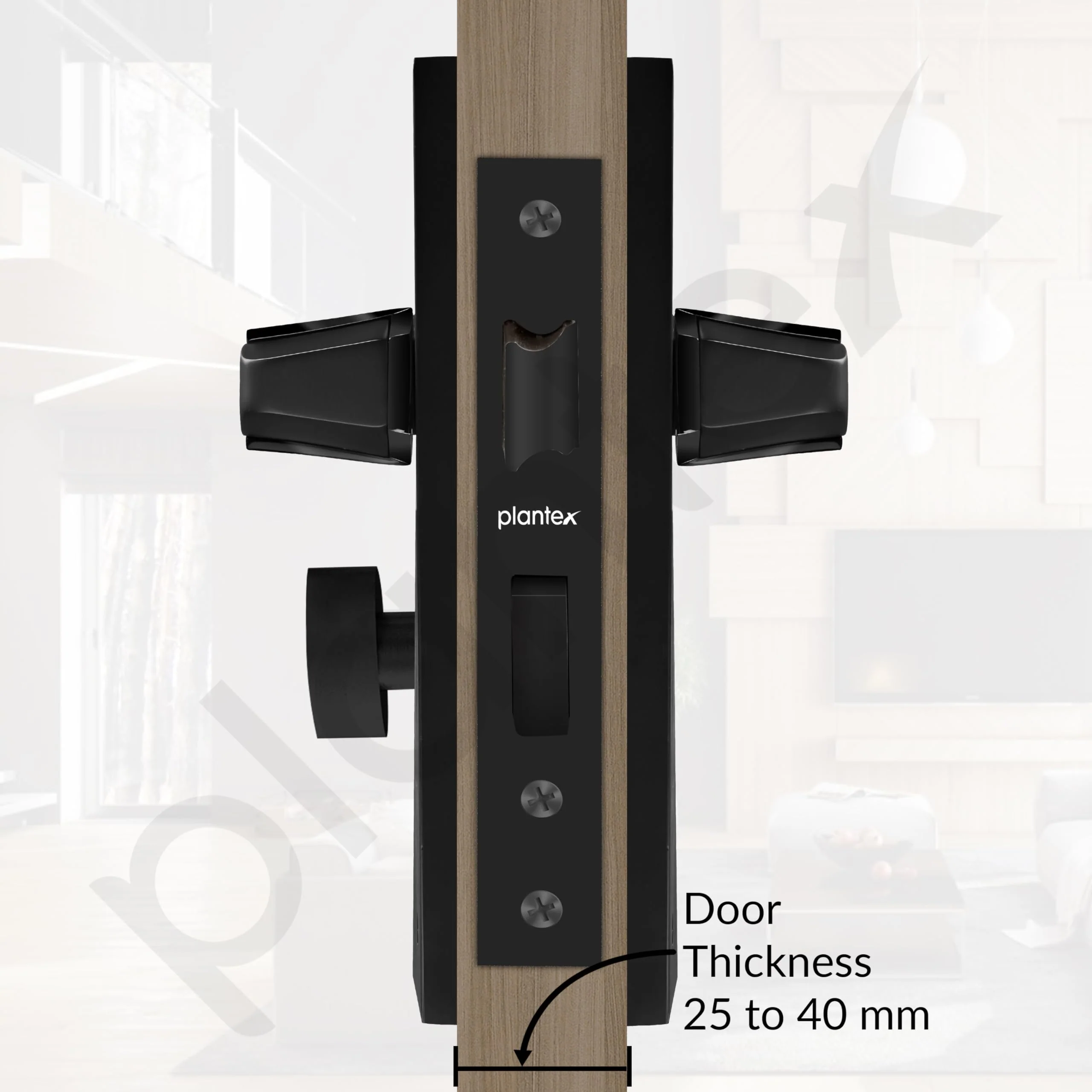 Plantex Heavy Duty Door Lock Set - Main Door Lock Handle Set/Mortise Locks with 3 Keys, Brass Body & Cylinder (8126 - Z Black & DC Black) - Image 5