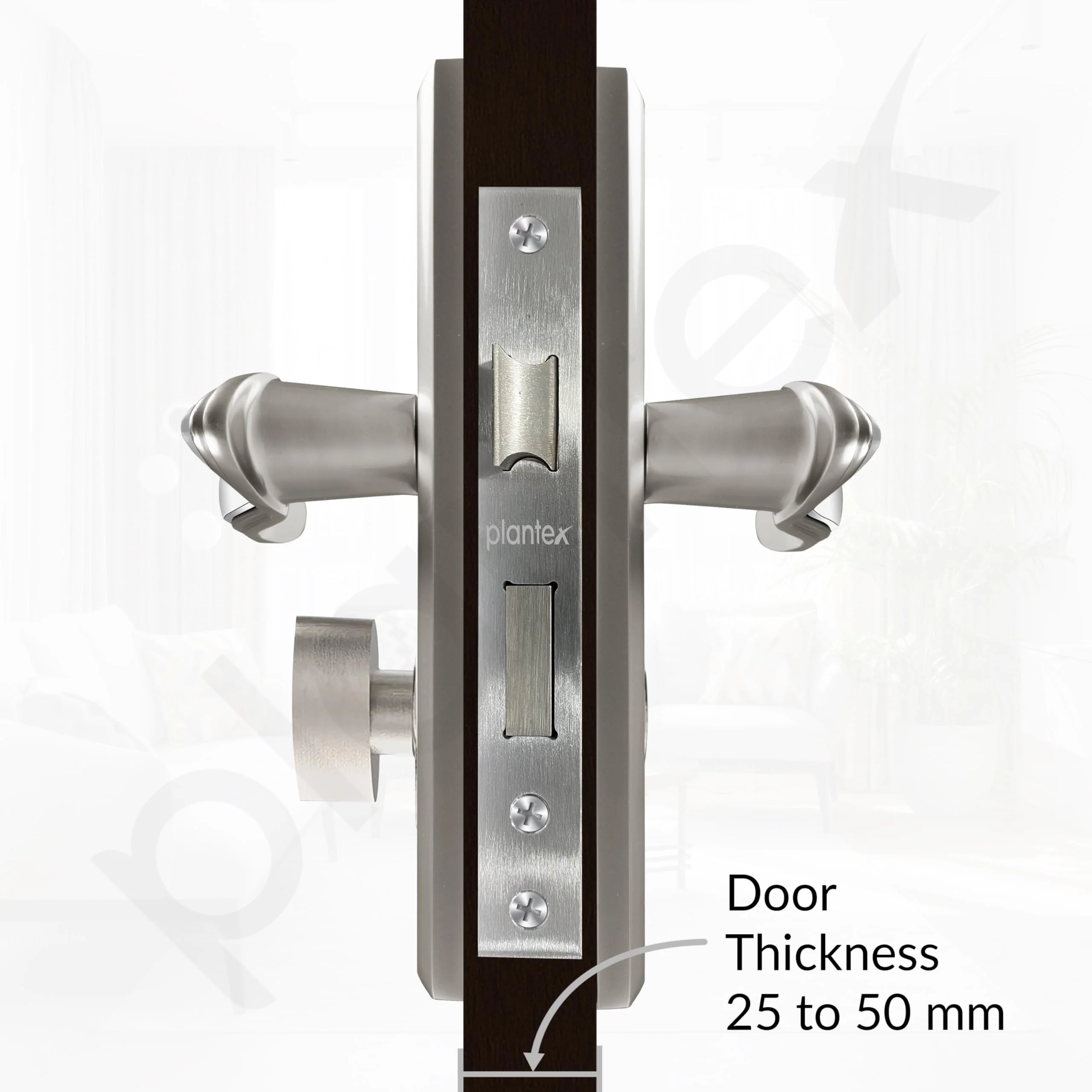 Plantex Heavy-Duty Door Lock Set - Main Door Lock Plate Handle Set/6-Lever Mechanism Mortise Locks with 3 Keys/Brass Locks Body & Cylinder (PTP-09-Satin & CP) - Image 5