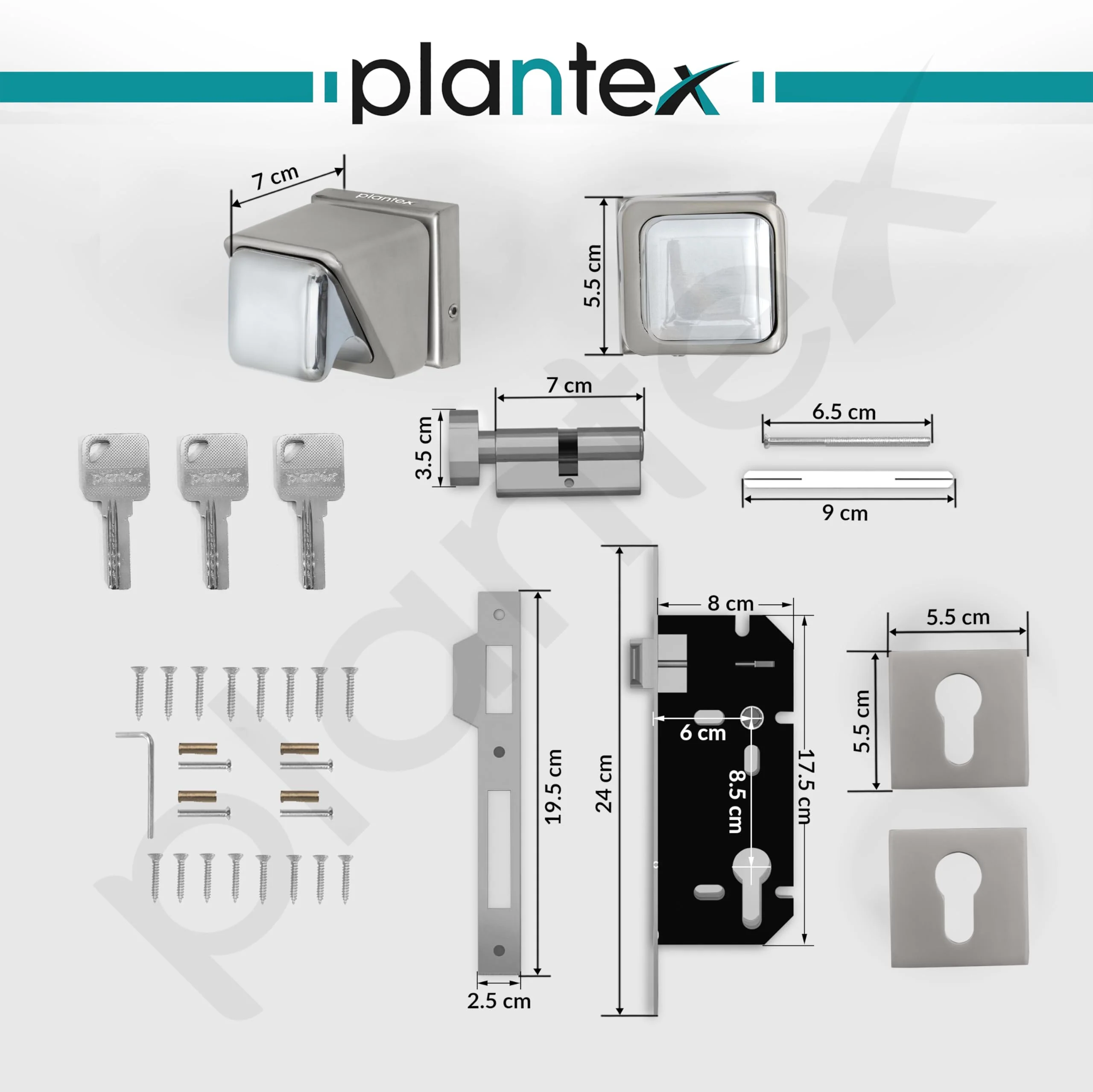Plantex Heavy Duty Door Lock/Stainless Steel Main Door Mortise Lock Handle/Handle Set for Home/Office/Door (Satin White & Chrome) - Image 3