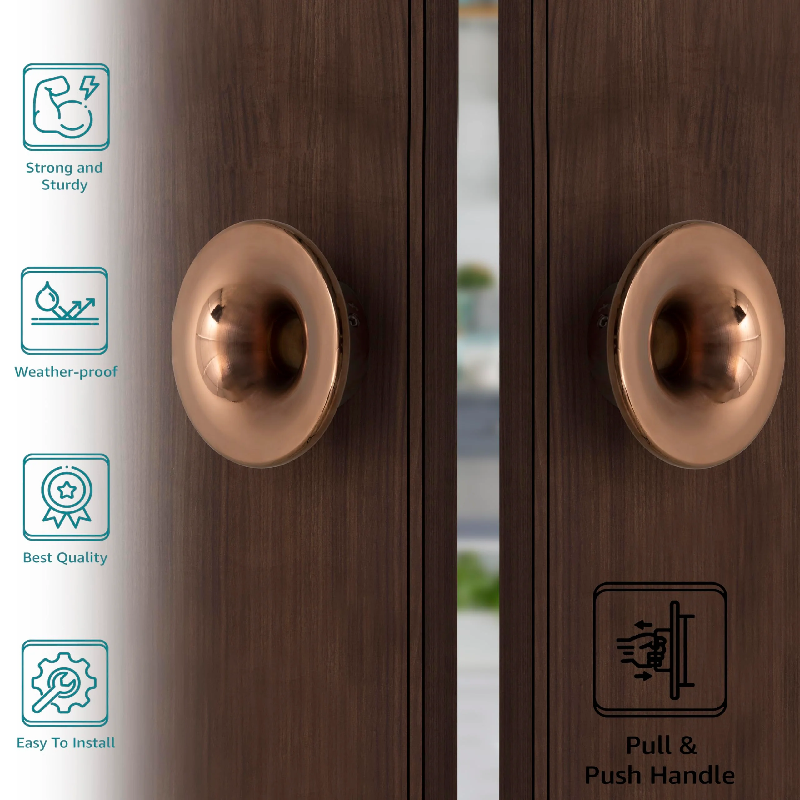Plantex Heavy Duty Glass Door Handle/100 mm Main Glass Door Knob Handle/Pull-Push Knob for Glass Door Handle - Pack of 1 (PVD Rose Gold) - Image 2
