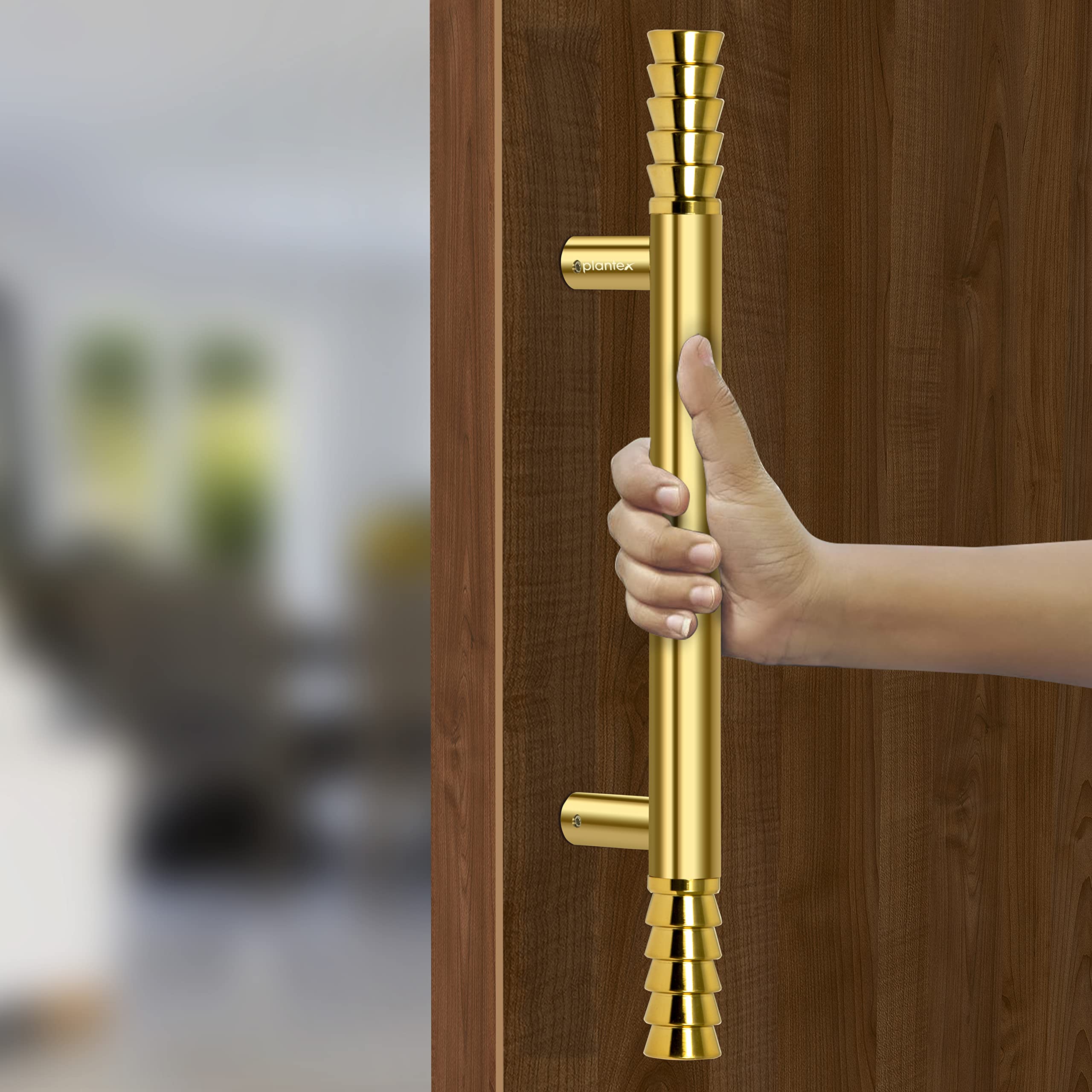 Plantex Heavy-Duty Golden Lotus 14 Inch Main Door Handle for Home/Glass & Wooden Door/Pull-Push Handle for Home/3 Years Warranty Pack of 1 (Gold) - Image 6