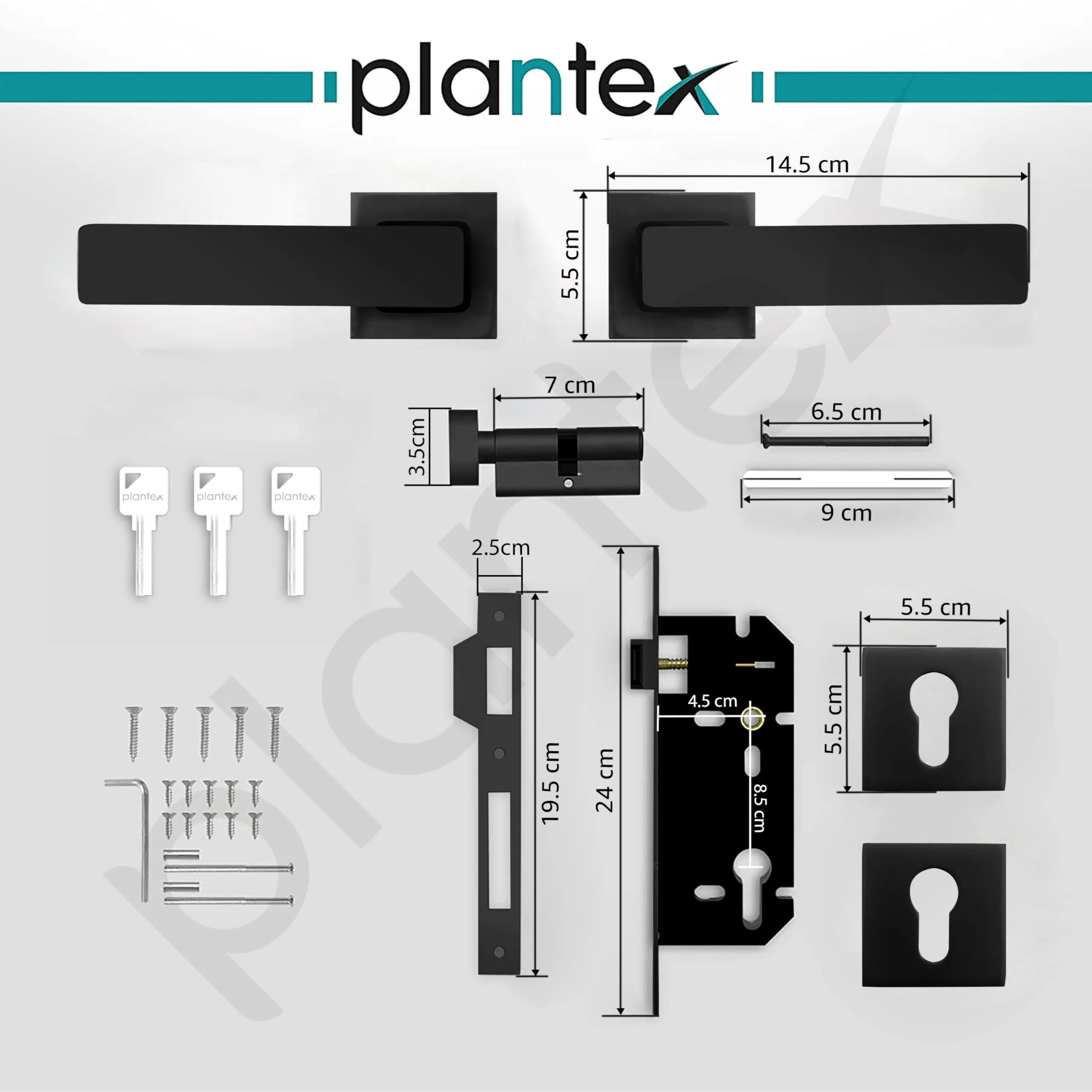 Plantex Heavy Duty Main Door Lock Set with 3 Keys/Mortise Door Lock for Home/Office/Hotel (7116 - DC-Black & Z-Black) - Image 3