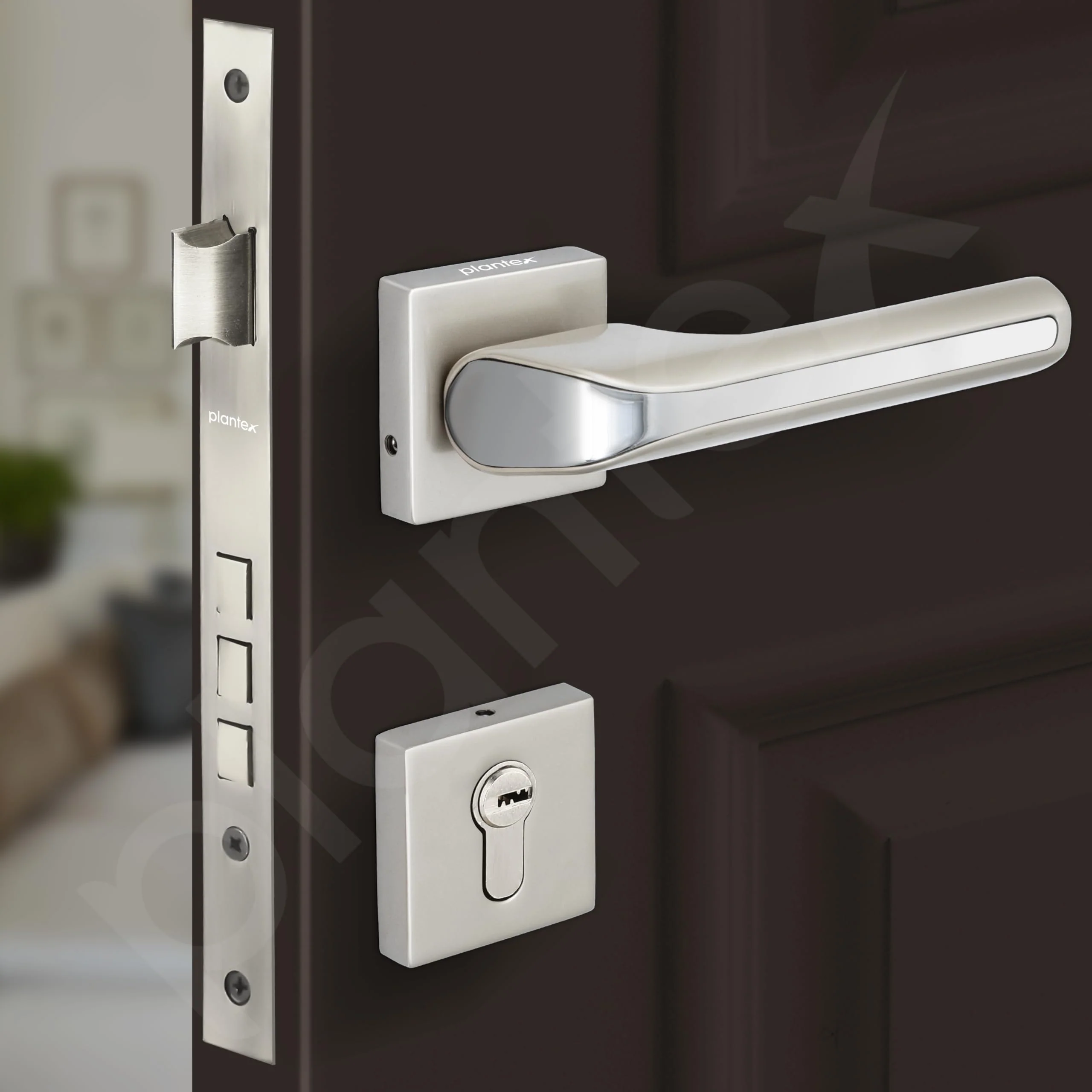 Plantex Heavy-Duty Door Lock – Main Door Lock Set with 3 Keys/Mortise Door Locks for Home/Office/Hotel – (7072-Satin White & Chrome) - Image 6