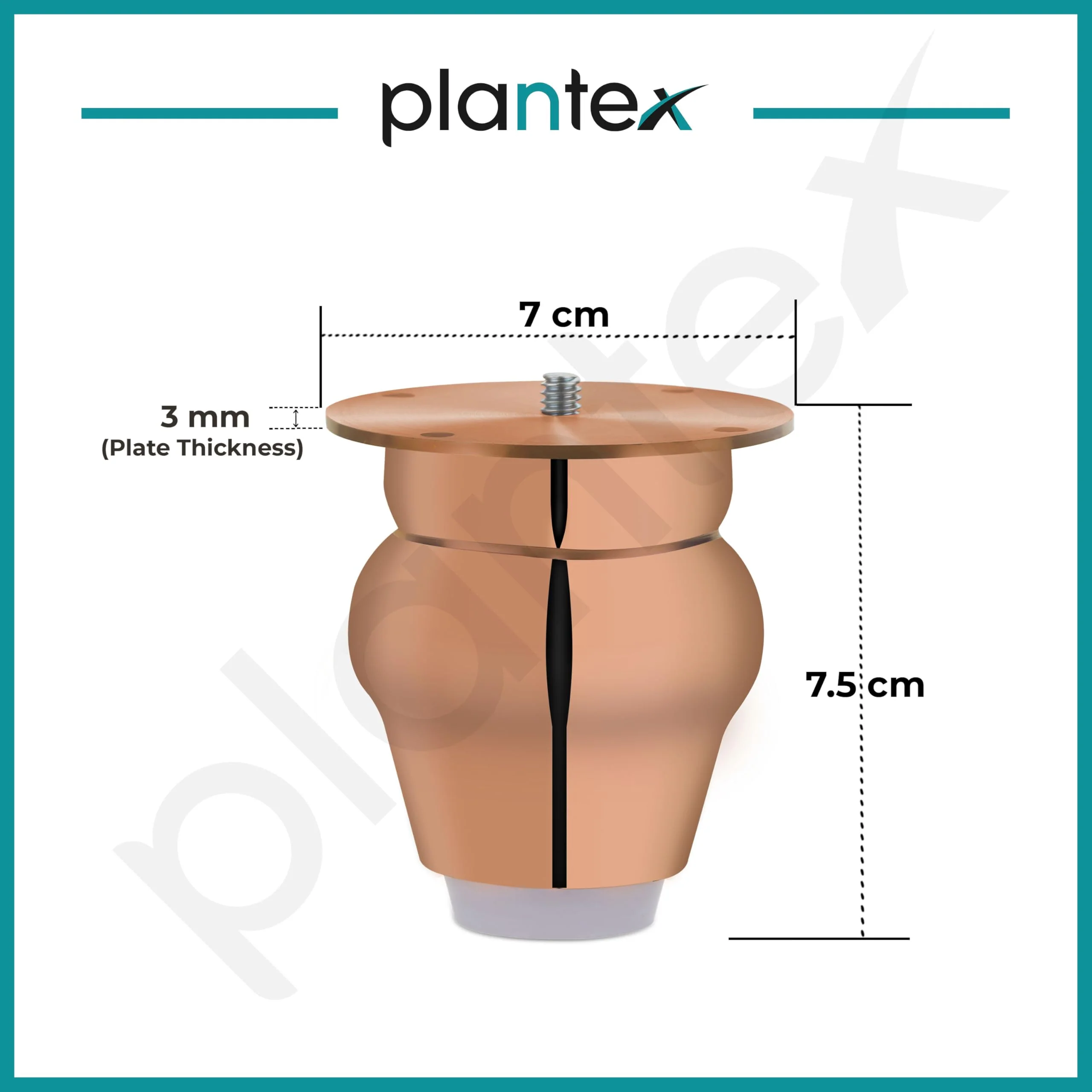 Plantex Heavy Duty Round 3 inch Spare Sofa Legs for Bed Furniture/Sofa Legs for Furniture Fitting/Table Legs/Sofa Leg Set of 2 pcs (Rose Gold) - Image 3