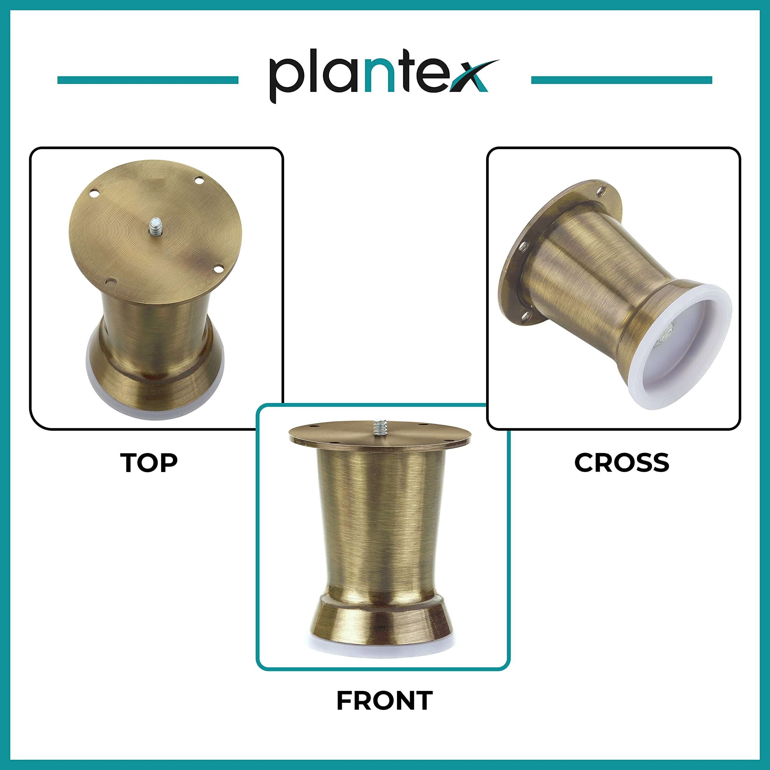 Plantex Heavy Duty Round 4 inch Spare Sofa Legs for Bed Furniture/Sofa Legs for Furniture Fitting/Table Legs/Sofa Leg Set of 2 pcs (Brass Antique) - Image 5