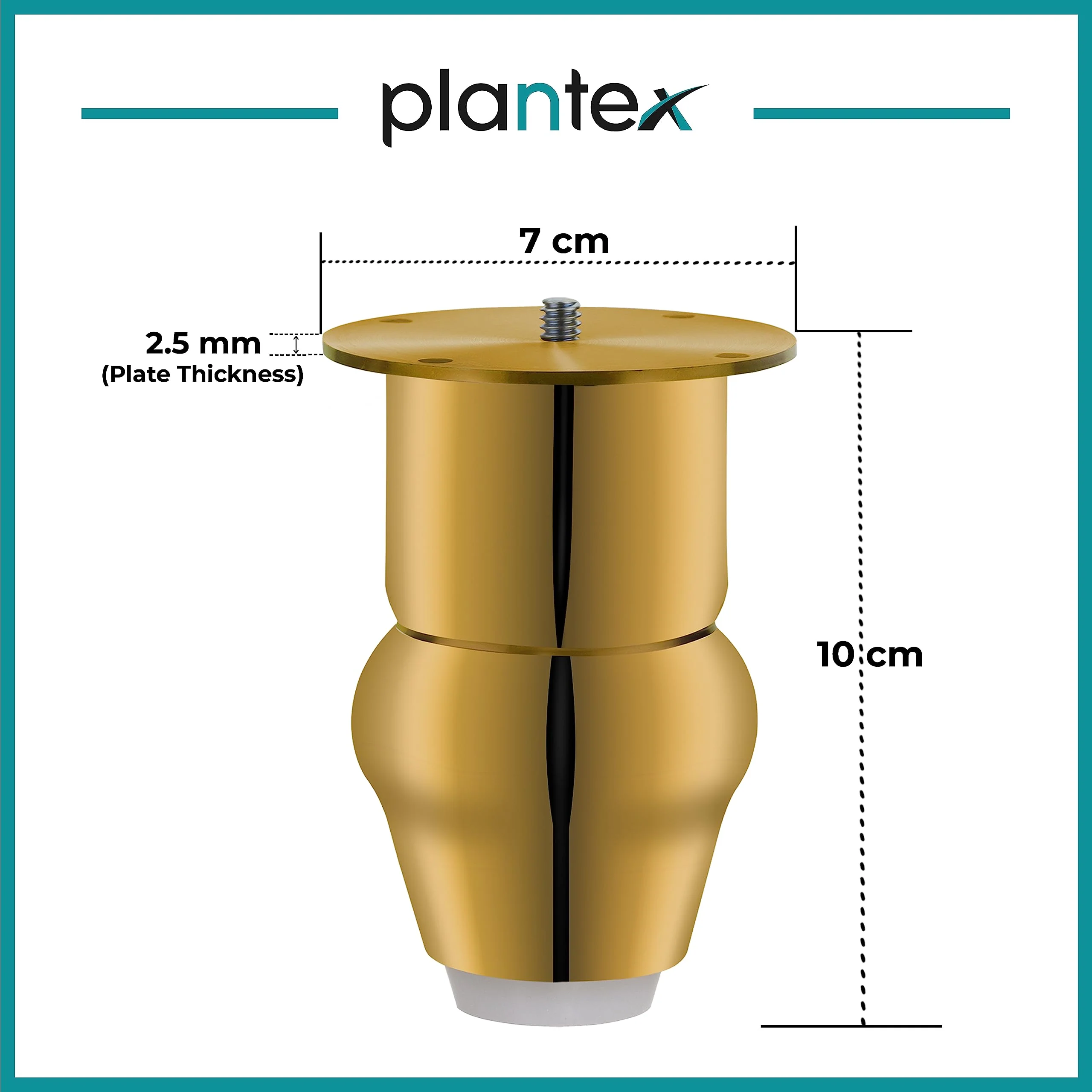 Plantex Heavy Duty Round 4 inch Spare Sofa Legs for Bed Furniture/Sofa Legs for Furniture Fitting/Table Legs/Sofa Leg Set of 2 pcs (Gold) - Image 3