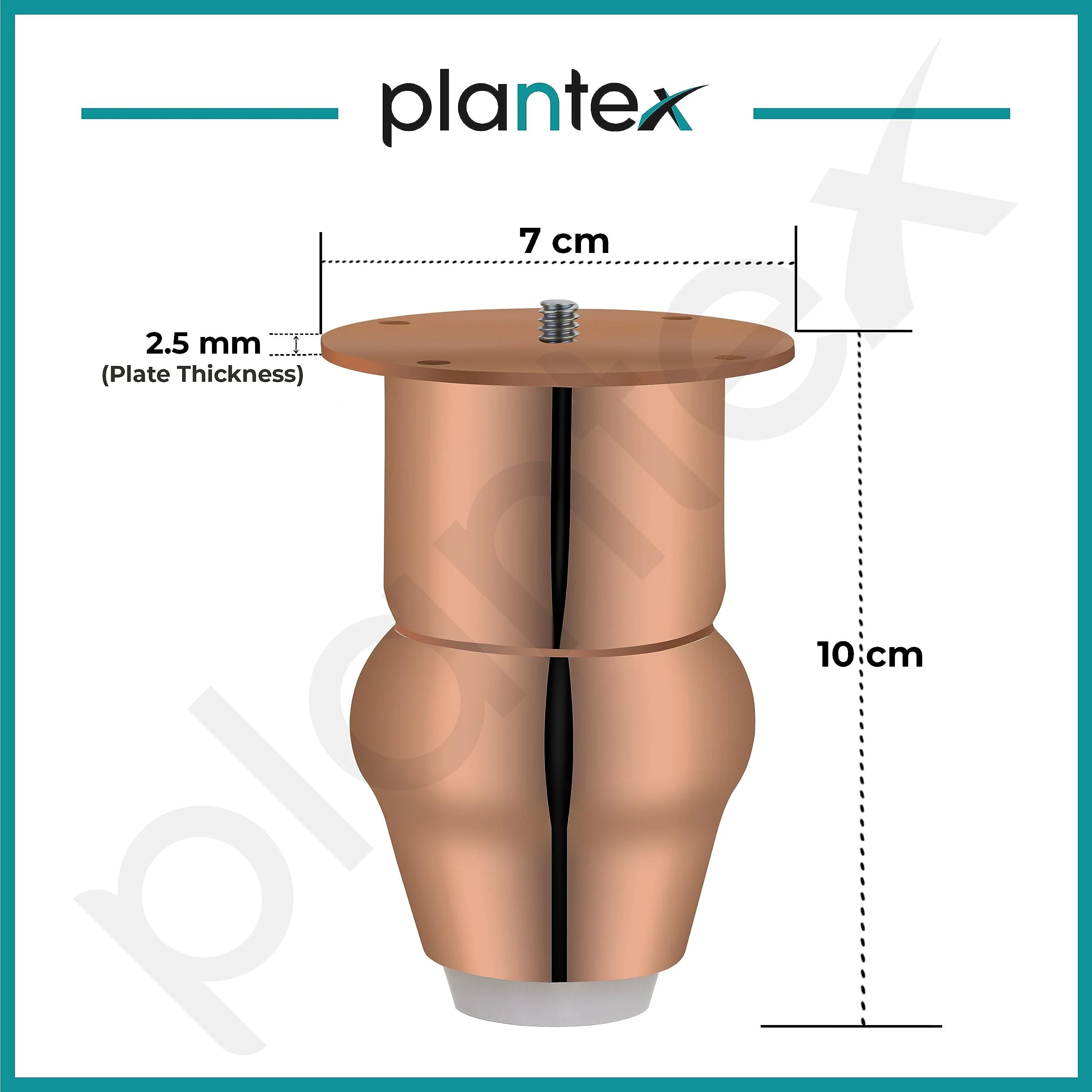 plantex Heavy Duty Round 4 inch Spare Sofa Legs for Bed Furniture/Sofa Legs for Furniture Fitting/Table Legs/Sofa Leg Set of 2 pcs (Rose Gold Finish) - Image 3