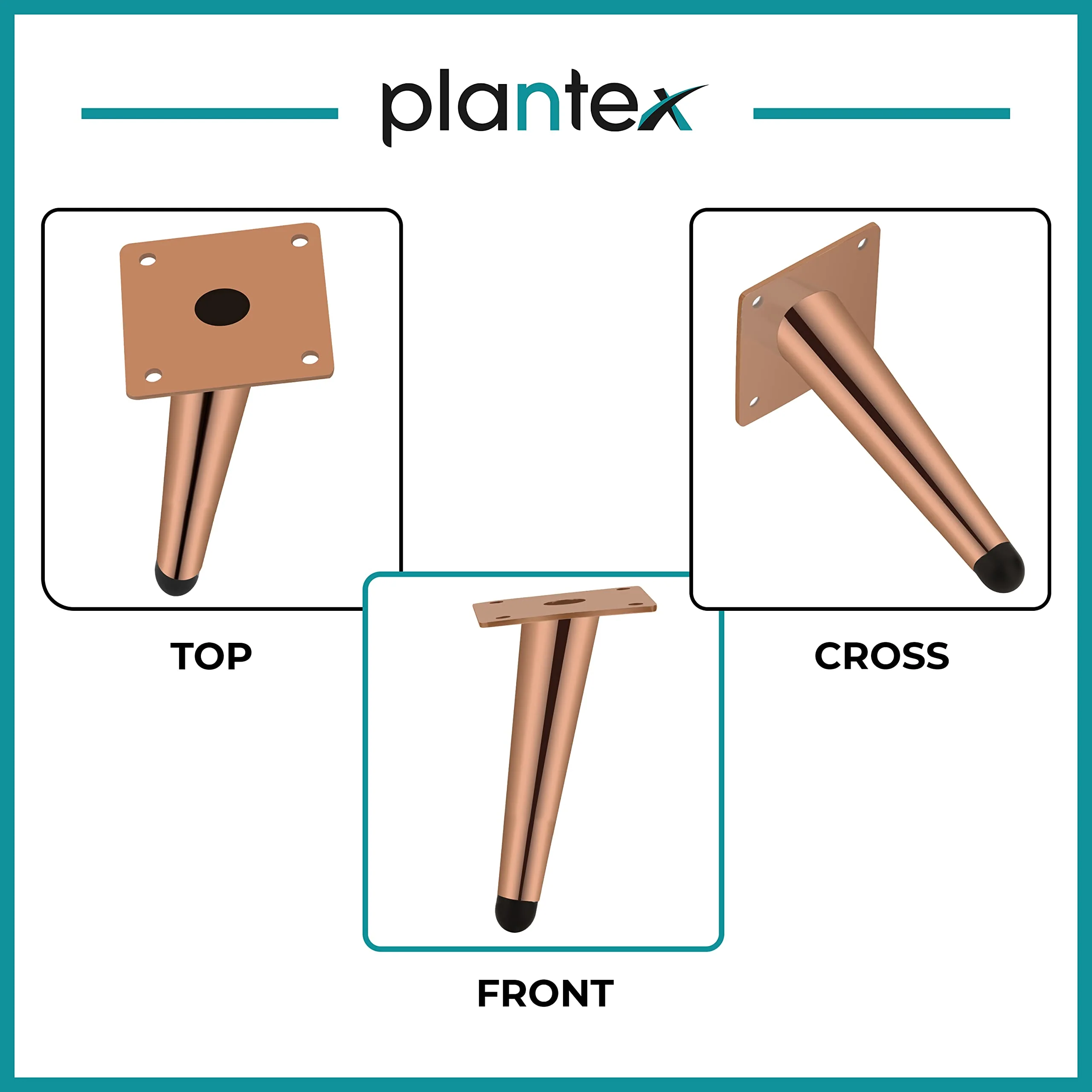 Plantex Heavy Duty Round 6 inch Spare Sofa Legs for Bed Furniture/Sofa Legs for Furniture Fitting/Table Legs/Sofa Leg Set of 2 pcs (Rose Gold) - Image 5