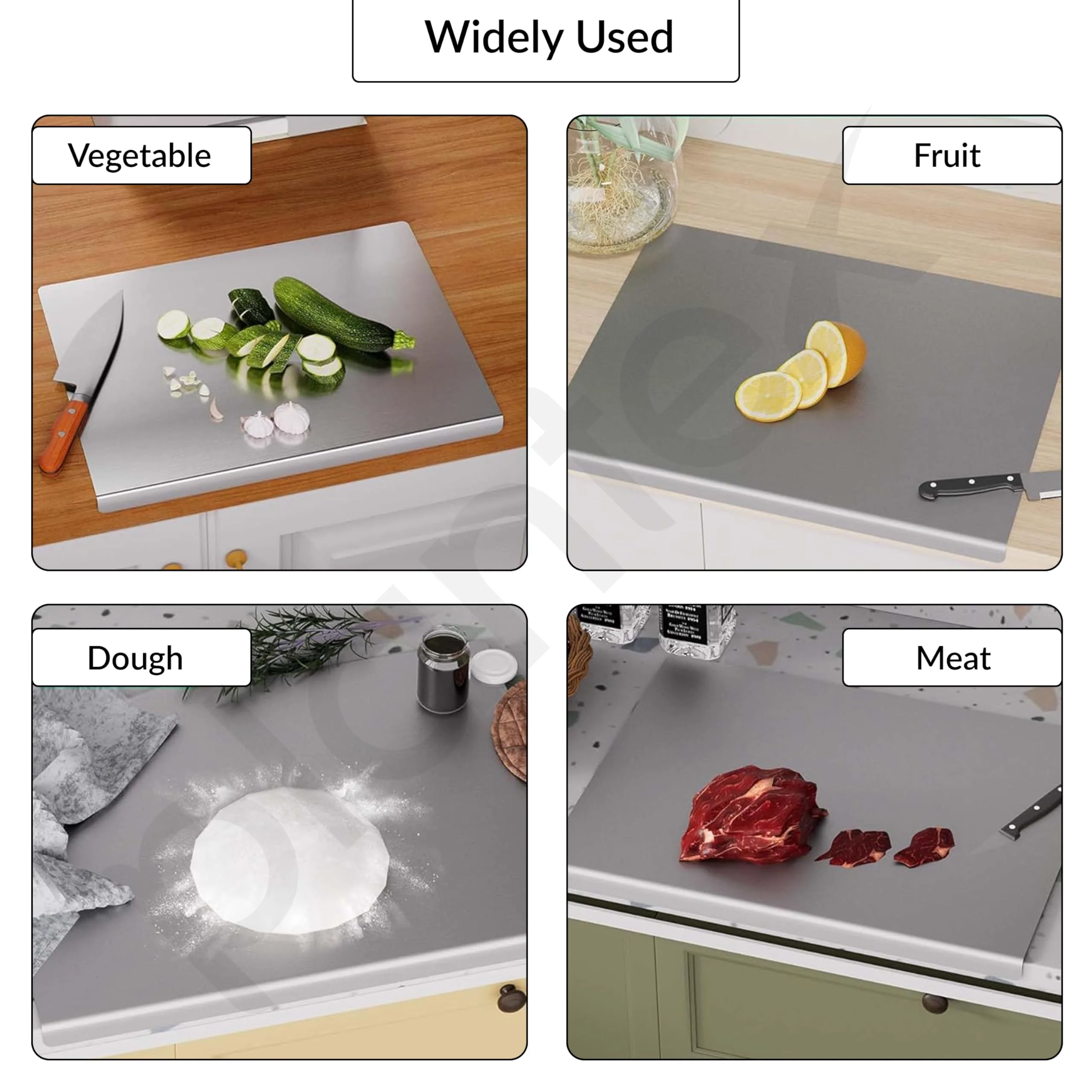 Plantex Heavy Duty Stainless Steel Chopping Board Large/Vegetable Chopping Board for Kitchen Countertop/Anti-Bacterial, Non-Slip, Vegetable Cutting Pad (Size- 41 X 29 cm) - Image 6
