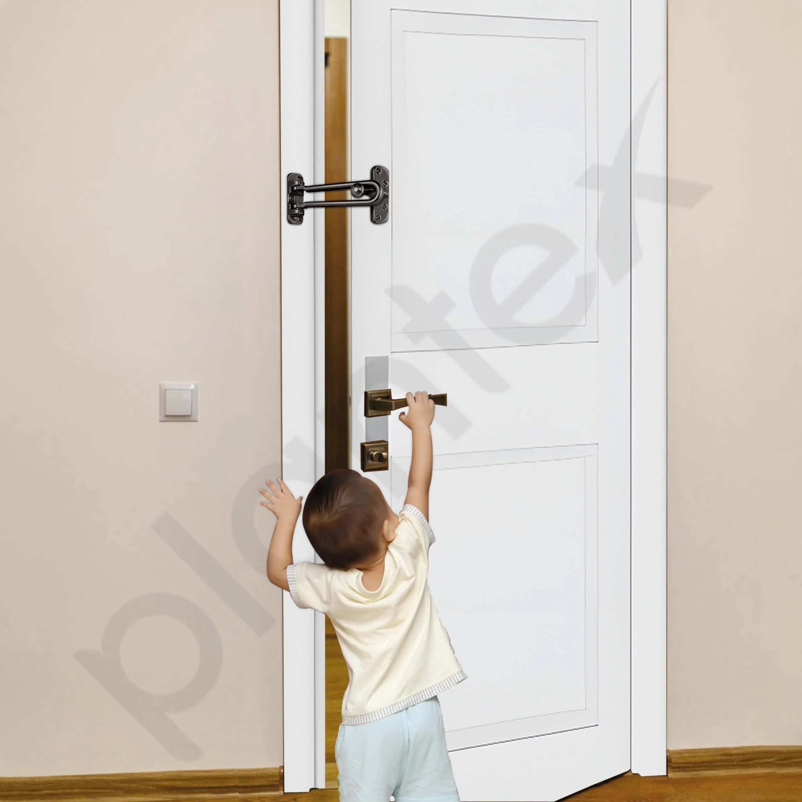 Plantex Heavy Duty Swing Bar Lock/Door Safety Guard with High Security Auxiliary Lock for Home/Office/Hotel - Pack of 1 (SH-42, Nickle-Black Finish) - Image 2