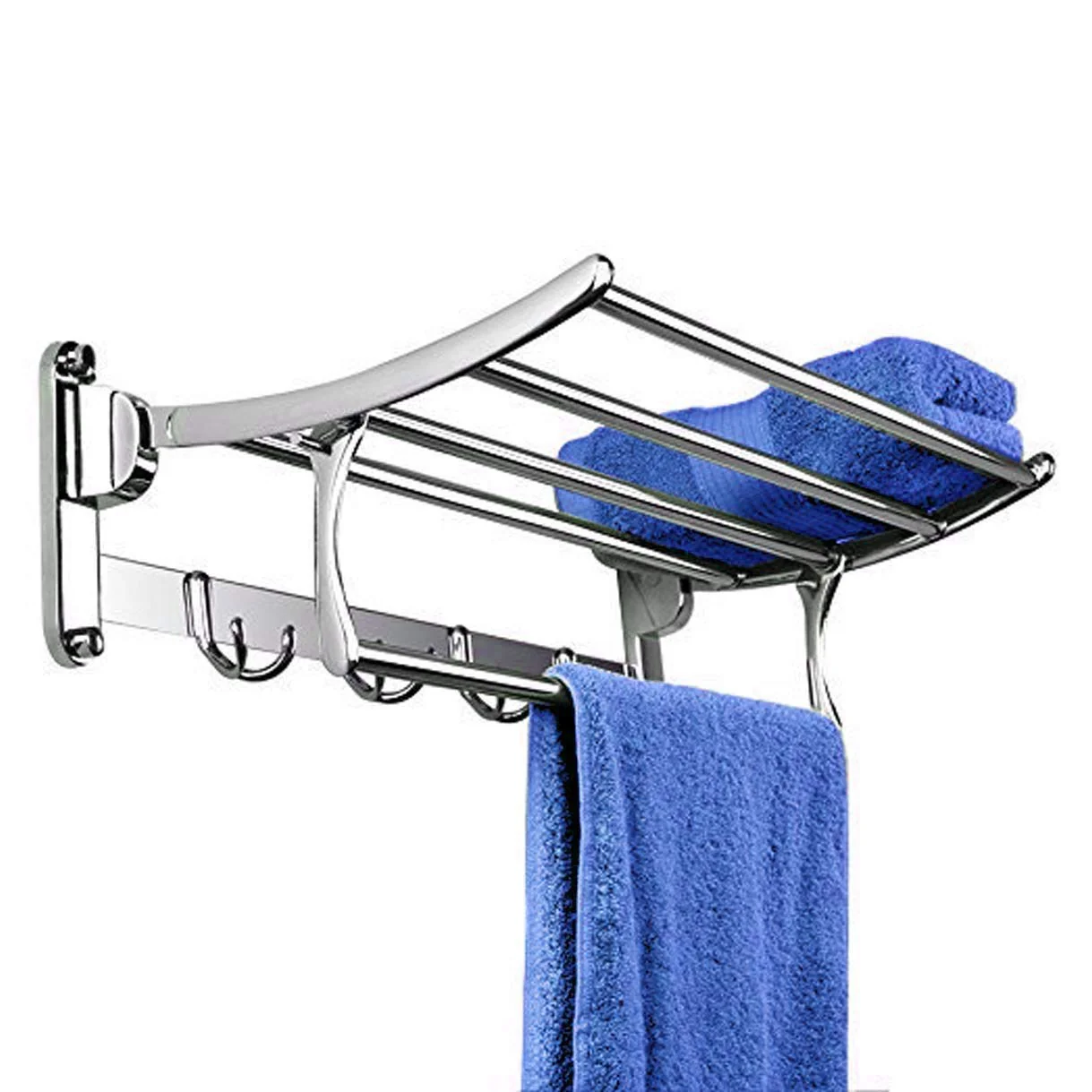 Plantex High Grade Stainless Steel Folding Towel Rack for Bathroom/Towel Stand/Hanger/Bathroom Accessories (18 Inch) - Pack of 3 - Image 2