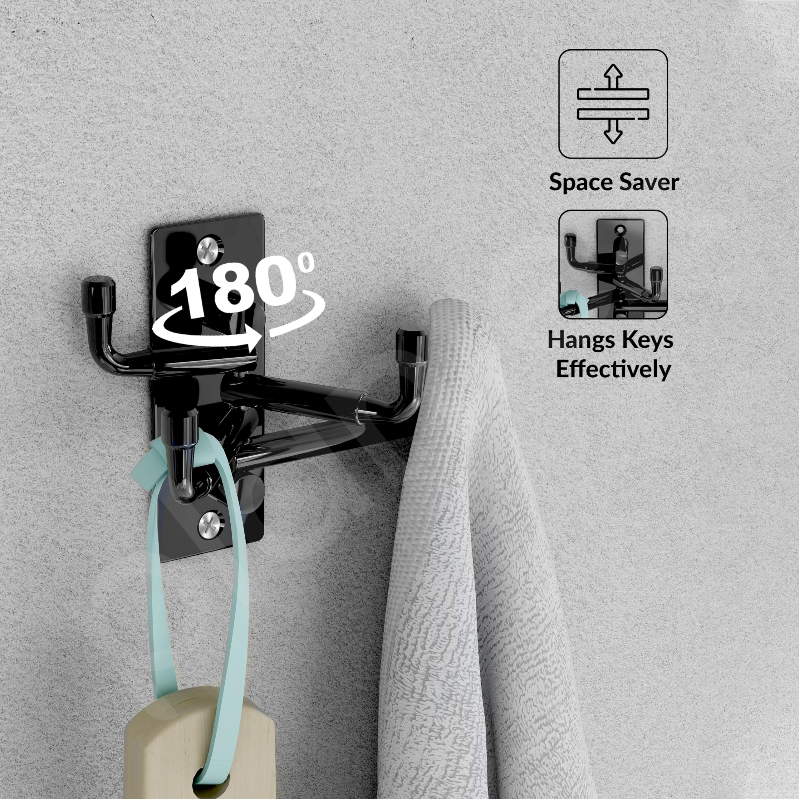 Plantex Hook for Wall/Stainless Steel Flexible Hook/Hanging Hook for Bathroom/Clothes Hanger - Pack of 3 (Black) - Image 4