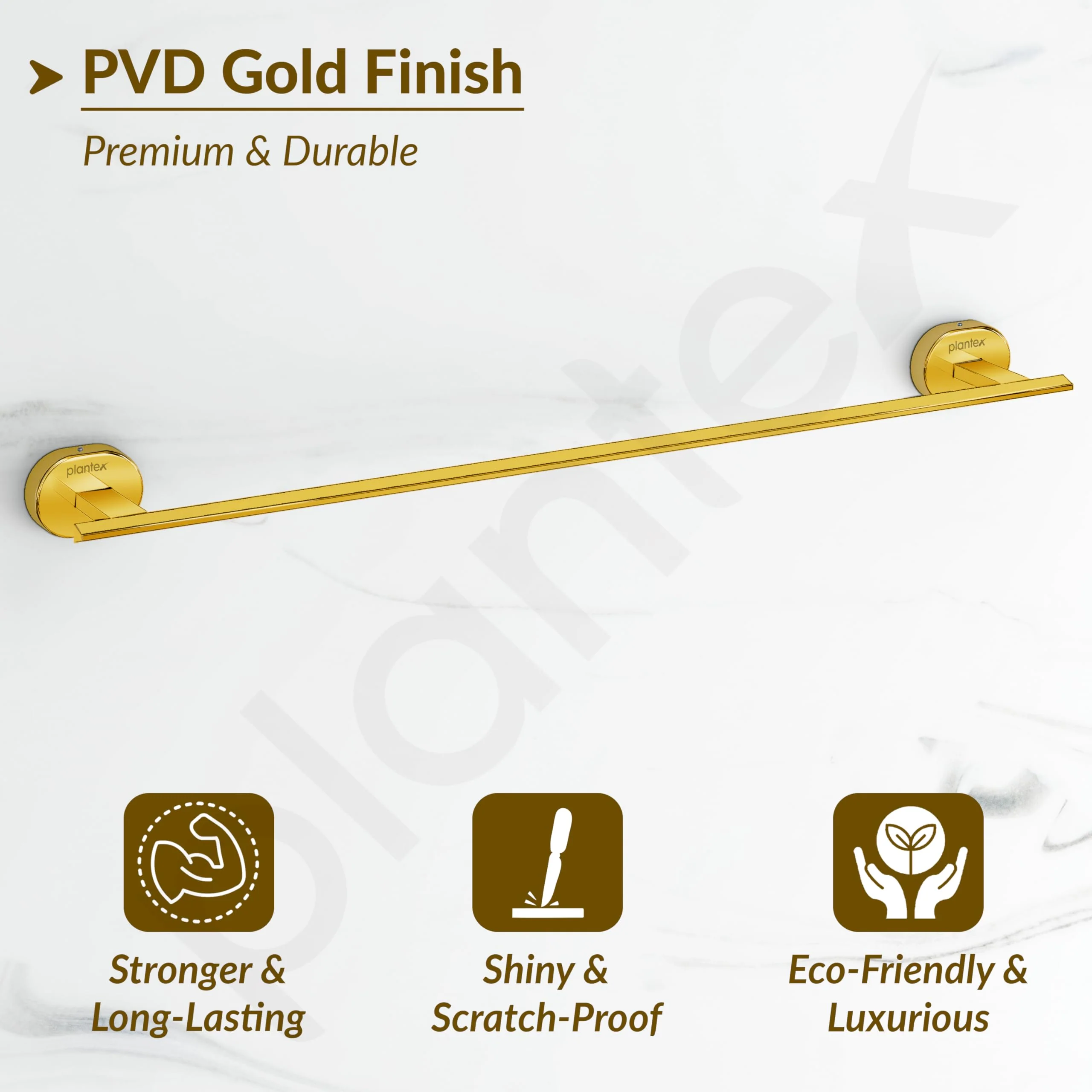 Plantex J4 Stainless Steel 24 Inch Towel Rod for Bathroom/Towel Holder in Bathroom/Towel Holder/Bathroom Accessories (PVD Gold Finish) Onix - Image 5
