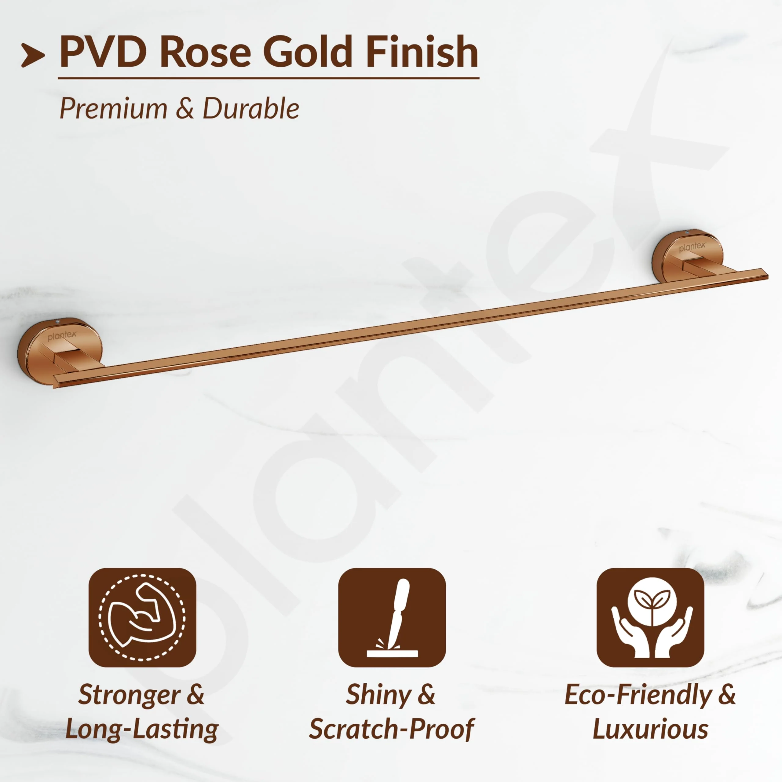 Plantex J4 Stainless Steel 24 Inch Towel Rod for Bathroom/Towel Holder in Bathroom/Towel Holder/Bathroom Accessories (PVD Rose Gold Finish) Onix - Image 5