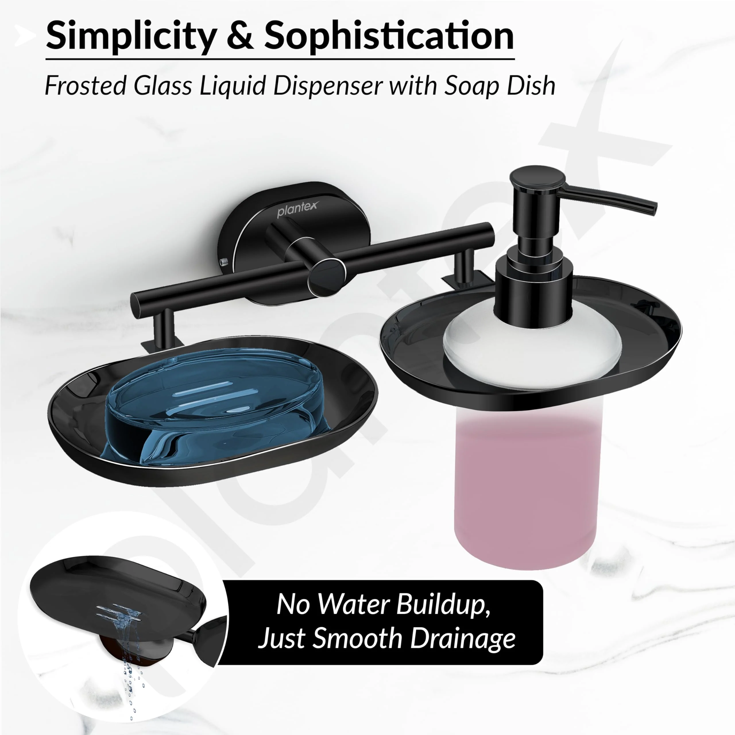 Plantex J4 Stainless Steel Soap Dish with Liquid Dispenser/Soap Stand for Bathroom Wall Mount/Shampoo Dispenser/Bathroom Accessories (PVD Black Finish) Onix - Image 5