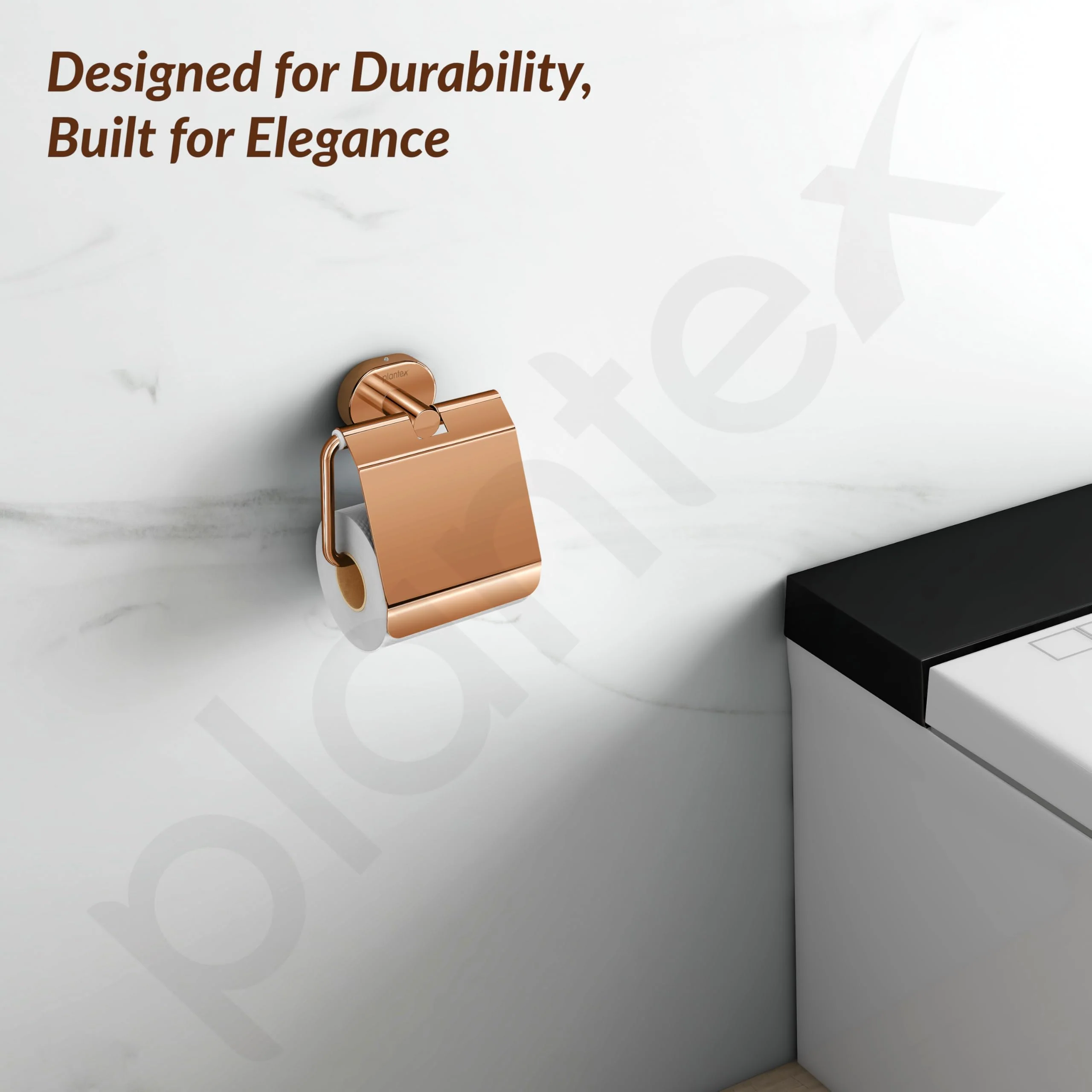 Plantex J4 Stainless Steel Toilet Paper Holder for Bathroom/Tissue Holder for Washroom/Toilet roll Holder for Wall Mounted/Bathroom Accessories (PVD Rose Gold Finish) Onix - Image 7