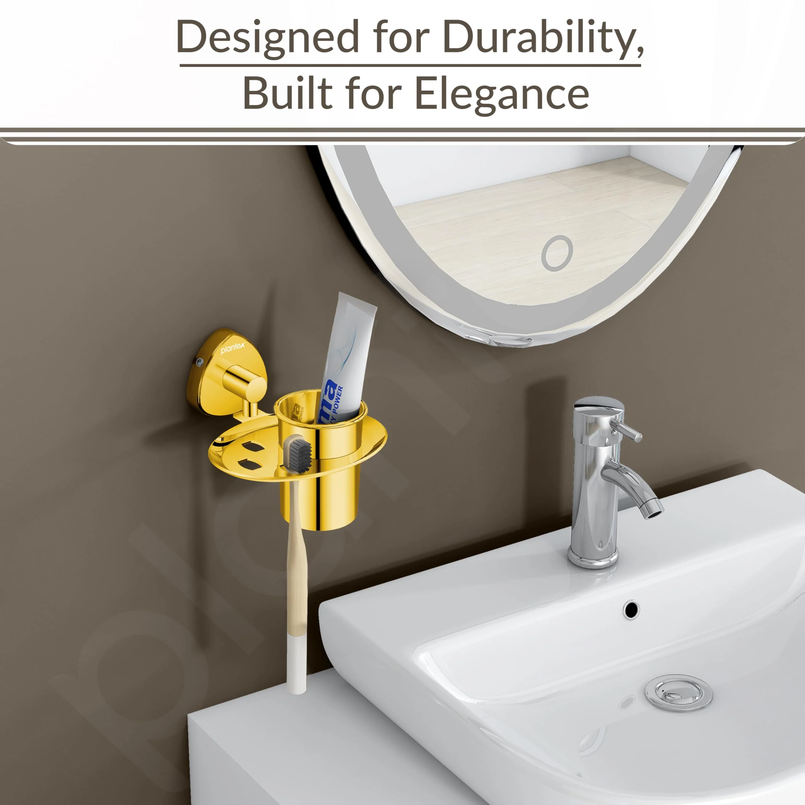 Plantex J4 Stainless Steel Toothbrush Holder for Bathroom/Toothbrush Stand for Bathroom/Tumbler Holder/Bathroom Accessories (PVD Gold Finish) Angel - Image 6