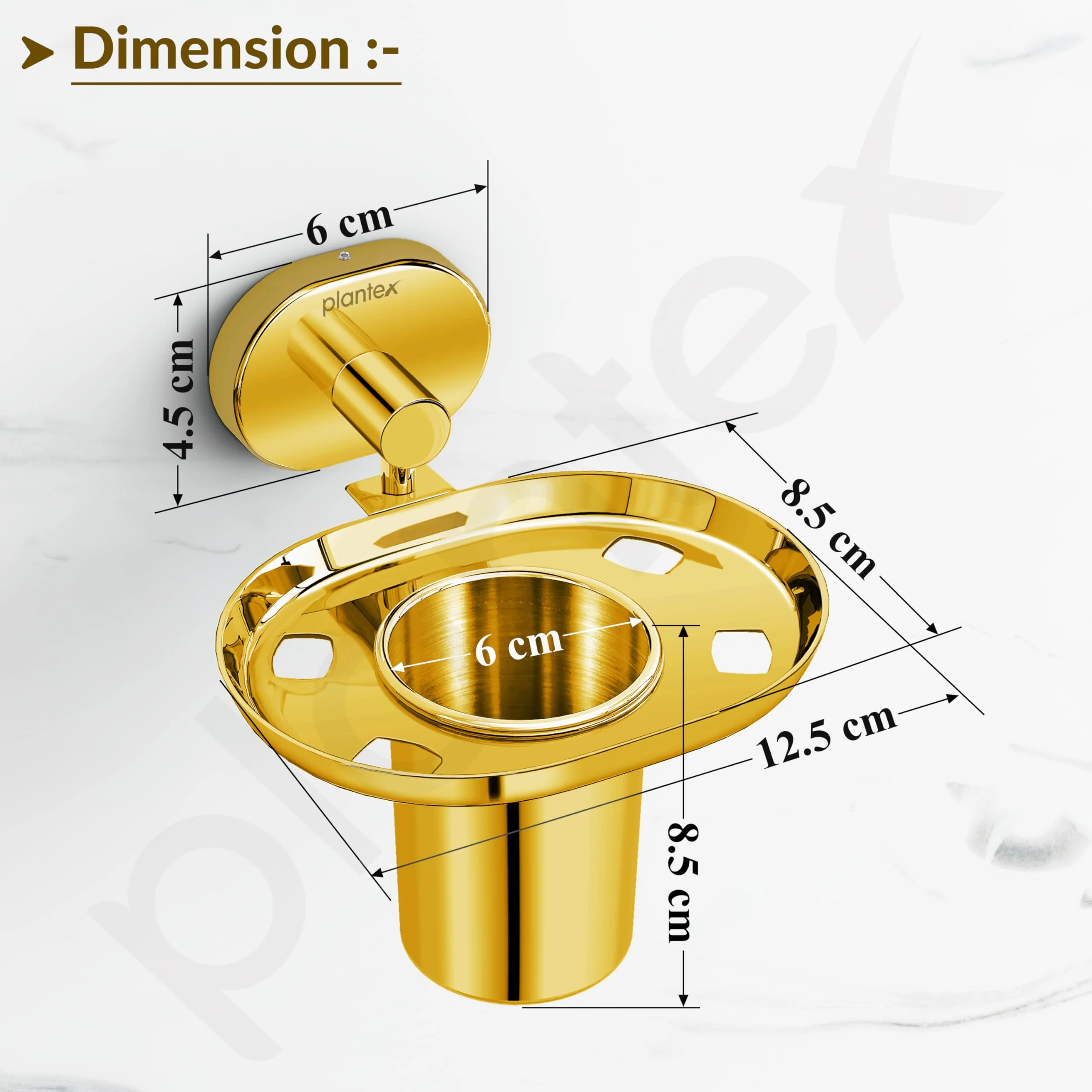 Plantex J4 Stainless Steel Toothbrush Holder for Bathroom/Toothbrush Stand for Bathroom/Tumbler Holder/Bathroom Accessories (PVD Gold Finish) Onix - Image 3