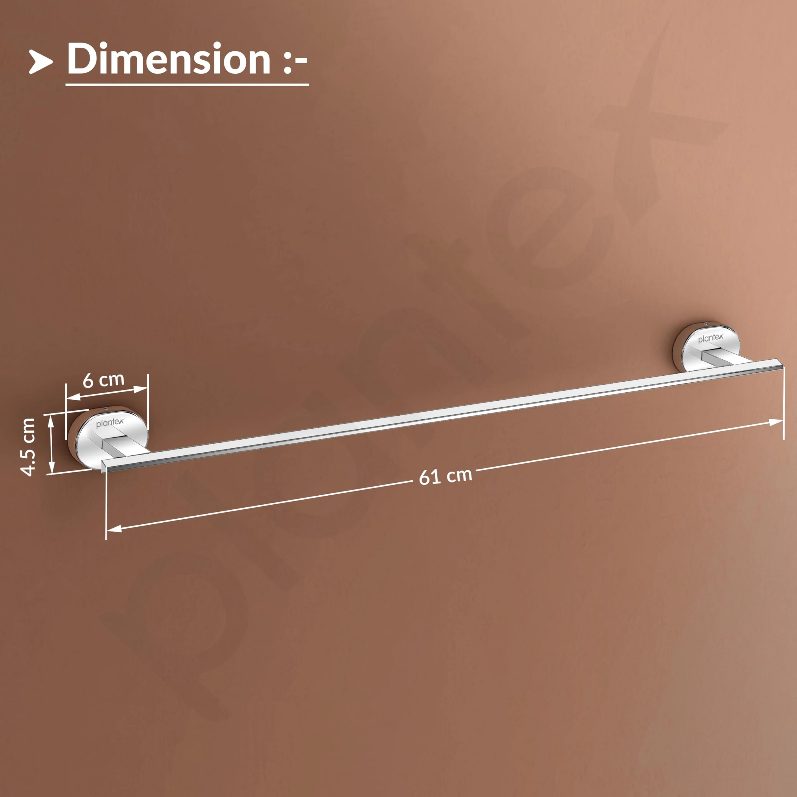 Plantex J4 Stainless Steel Towel Holder in Bathroom/Cloth Hanger for Bathroom/24 Inch Towel Rod/Bathroom Accessories (Chrome Finish) Onix - Image 3