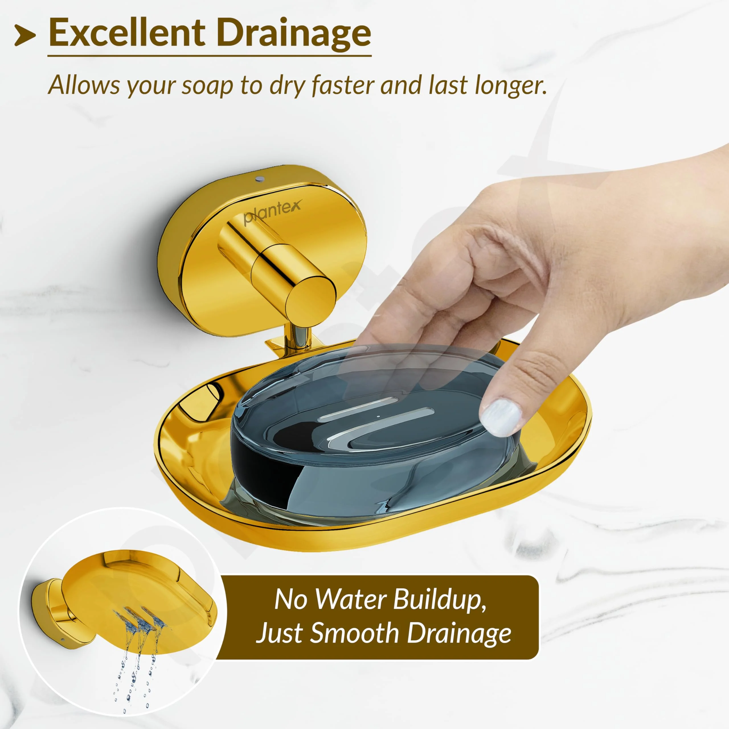 Plantex J4 Stainless Steel Wall Mounted Soap Holder for Bathroom/Soap Holder for Kitchen/Soap Stand for Bathroom/Bathroom Accessories (PVD Gold Finish) Onix - Image 5