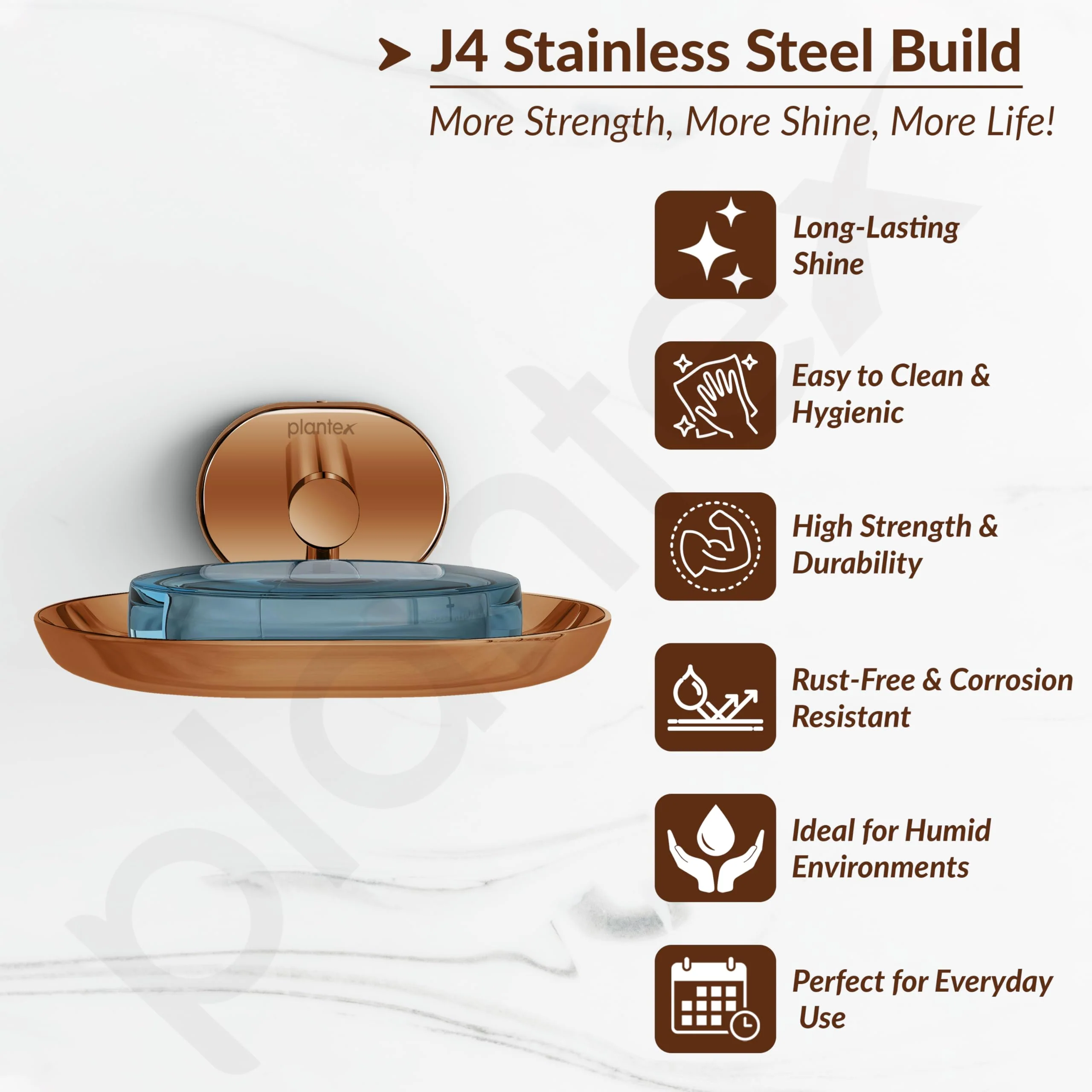 Plantex J4 Stainless Steel Wall Mounted Soap Holder for Bathroom/Soap Holder for Kitchen/Soap Stand for Bathroom/Bathroom Accessories (PVD Rose Gold Finish) Onix - Image 2