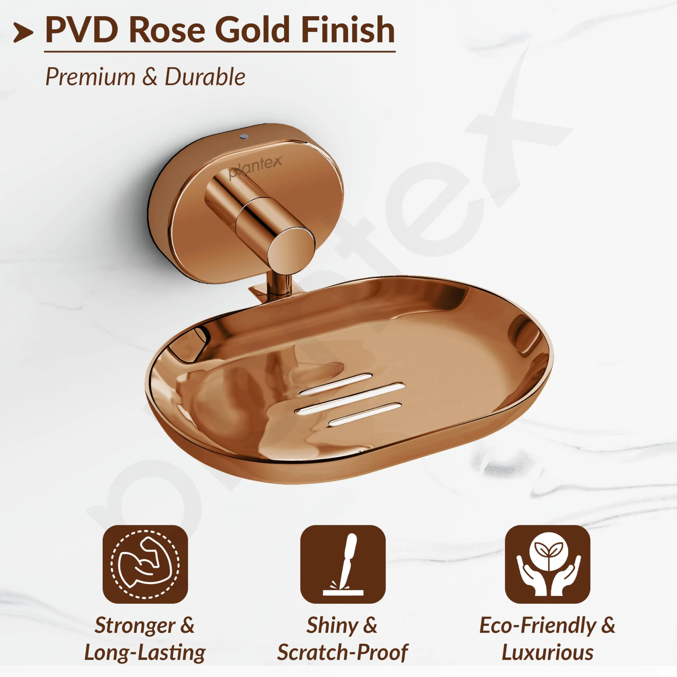 Plantex J4 Stainless Steel Wall Mounted Soap Holder for Bathroom/Soap Holder for Kitchen/Soap Stand for Bathroom/Bathroom Accessories (PVD Rose Gold Finish) Onix - Image 6