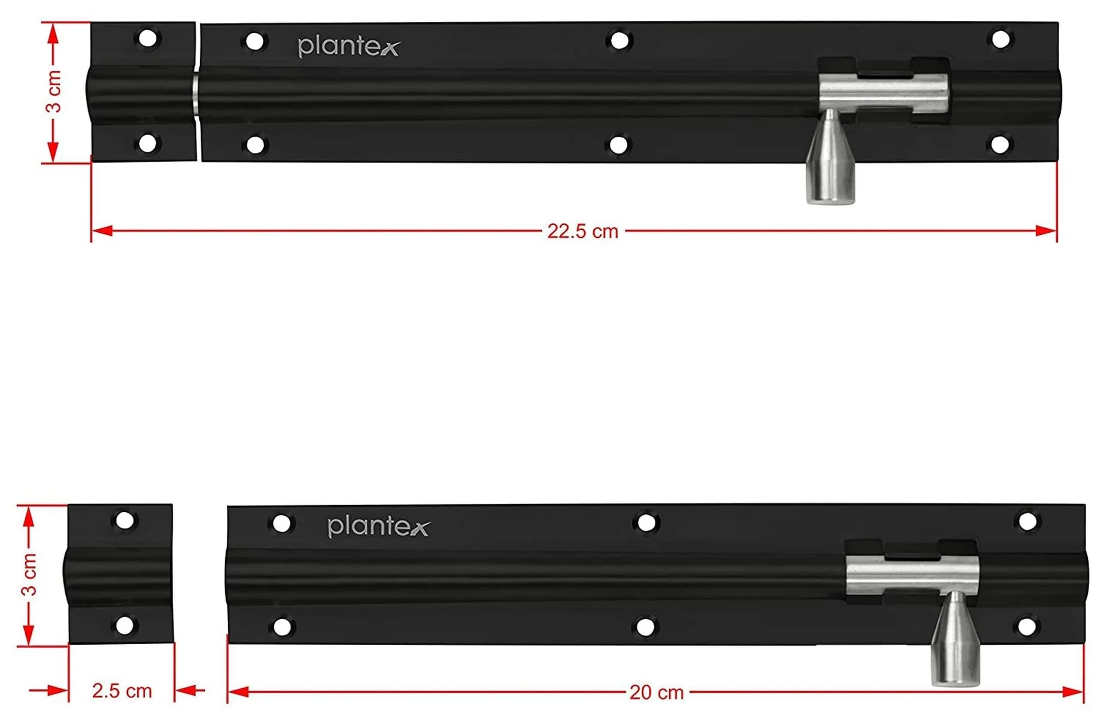 Plantex Joint-Less 8- inches Tower Bolt for Door - Long Latch - Pack of 2 (Multicolour) - Image 3