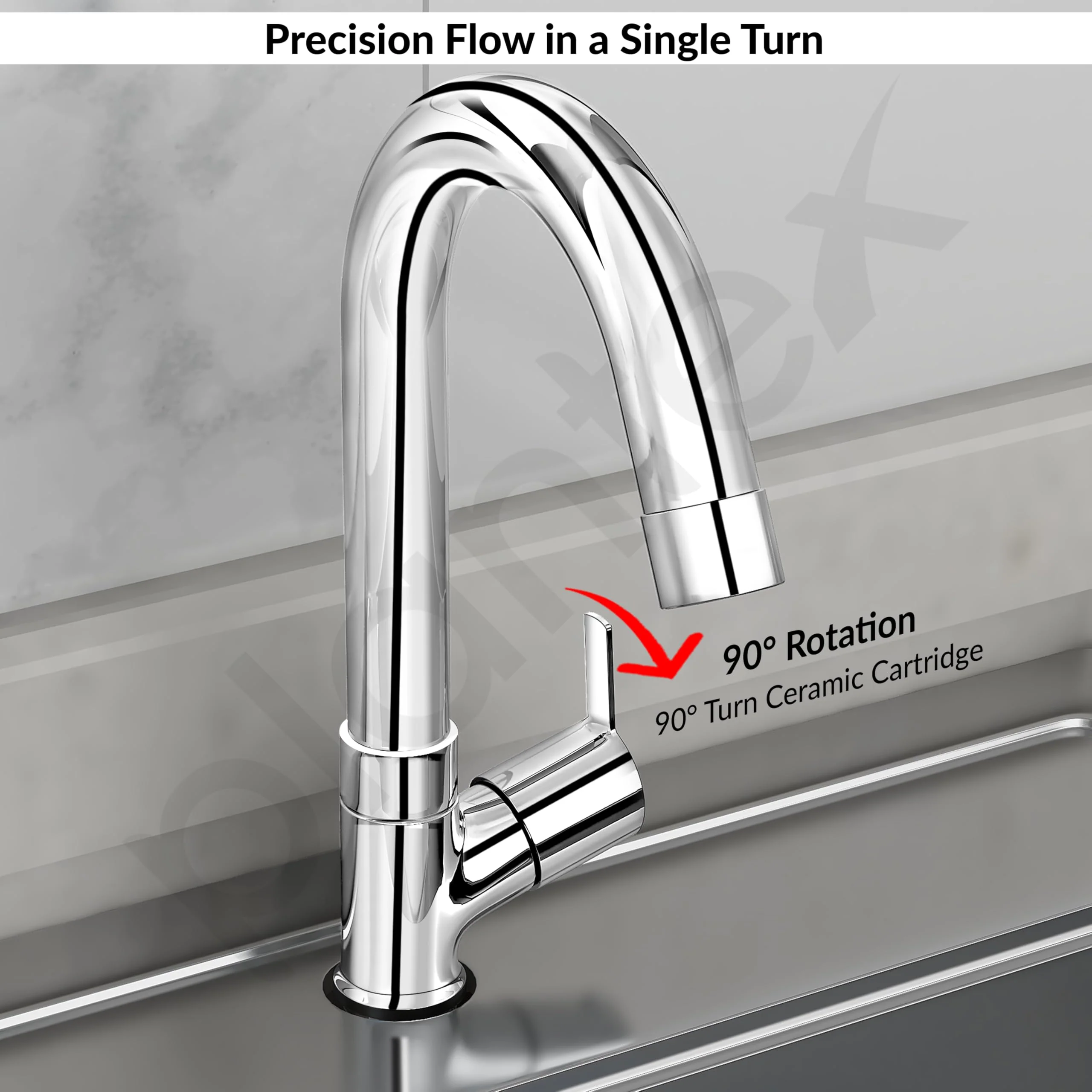 Plantex Kitchen Sink Tap with Water Saving Aerator/Sink Tap for Kitchen Basin with 360° Swivel Spout/Bathroom Accessories - (Rio, Chrome) - Image 6