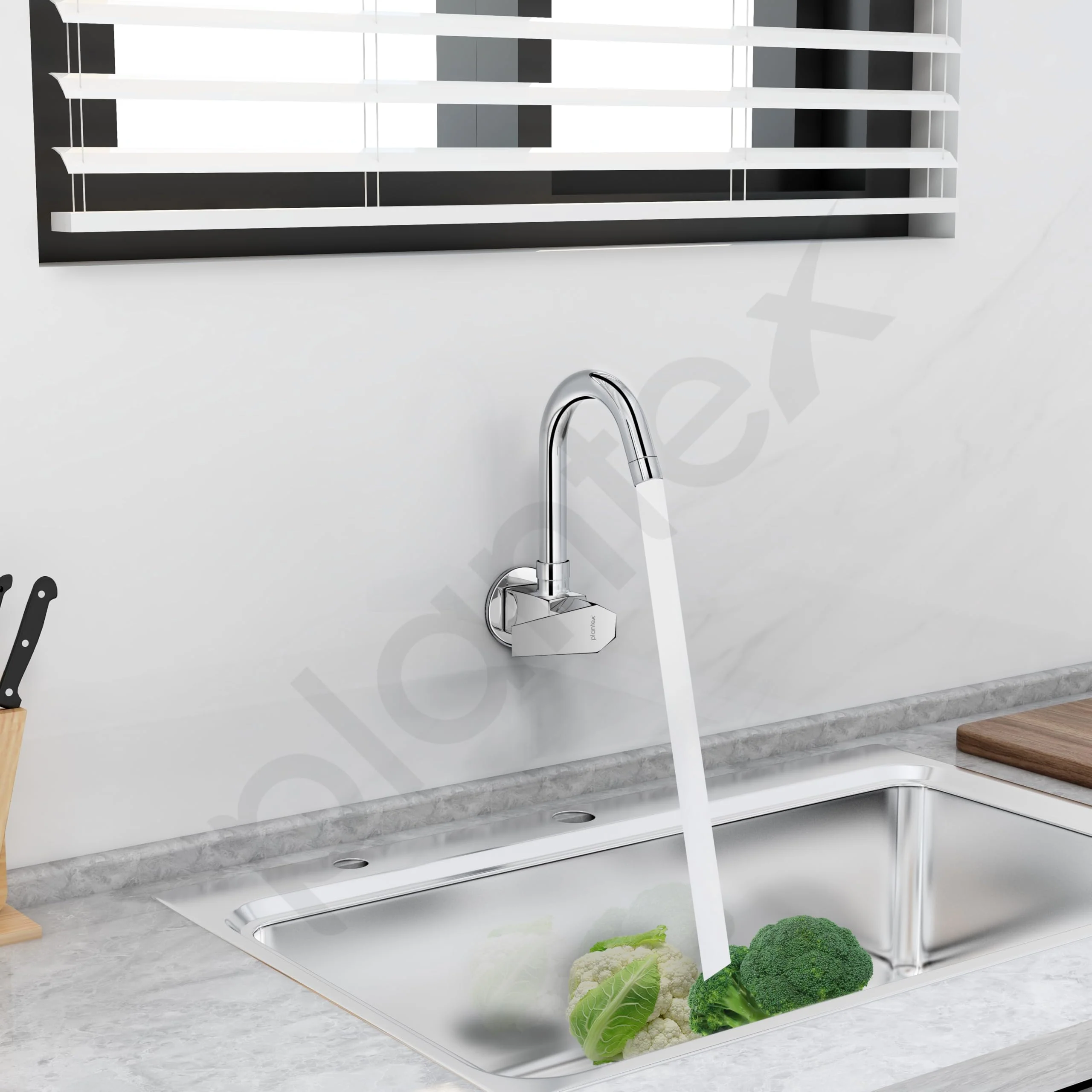 Plantex Kitchen Sink Tap with Water Saving Nozzel/Wall Mount Sink Tap for Kitchen Basin with 360ยฐ Swivel Spout (Celesiya-1247) - Image 2