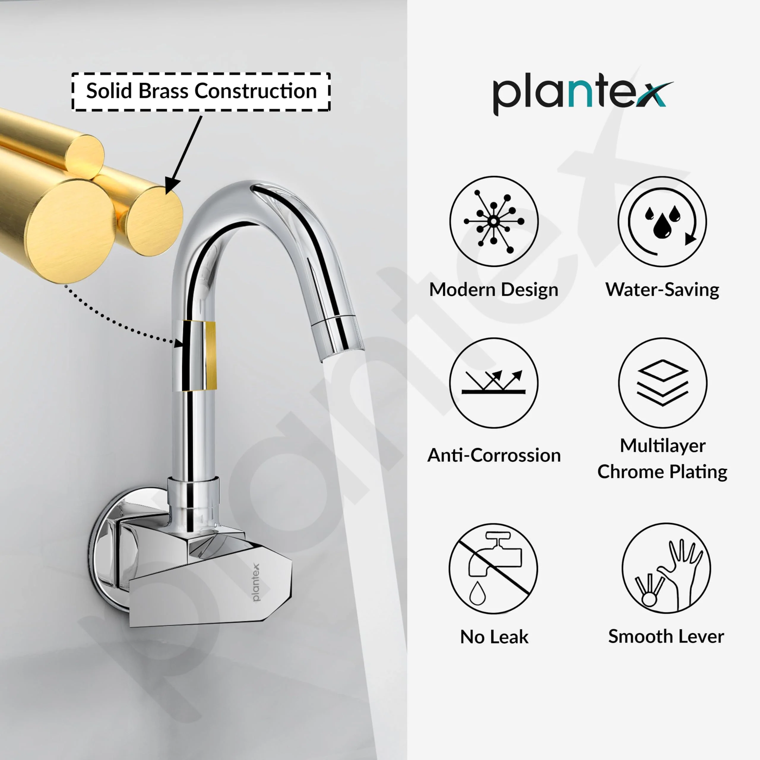 Plantex Kitchen Sink Tap with Water Saving Nozzel/Wall Mount Sink Tap for Kitchen Basin with 360ยฐ Swivel Spout (Celesiya-1247) - Image 7