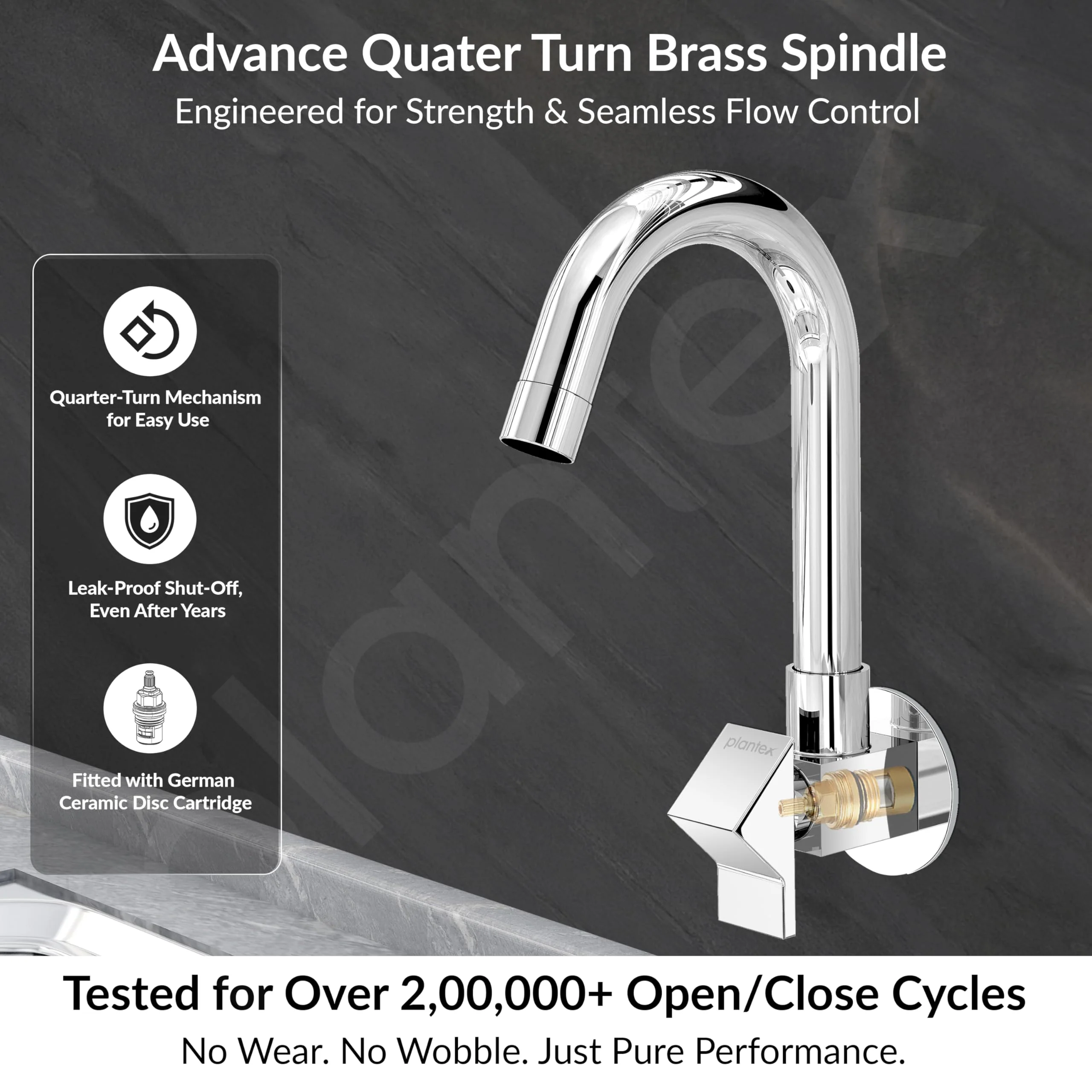 Plantex Kitchen Sink Tap with Water Saving Nozzle/Wall Mount Sink Tap for Kitchen Basin with 360° Swivel Spout-7 Year Warranty by Plantex (PRI-310-Chrome) - Image 3