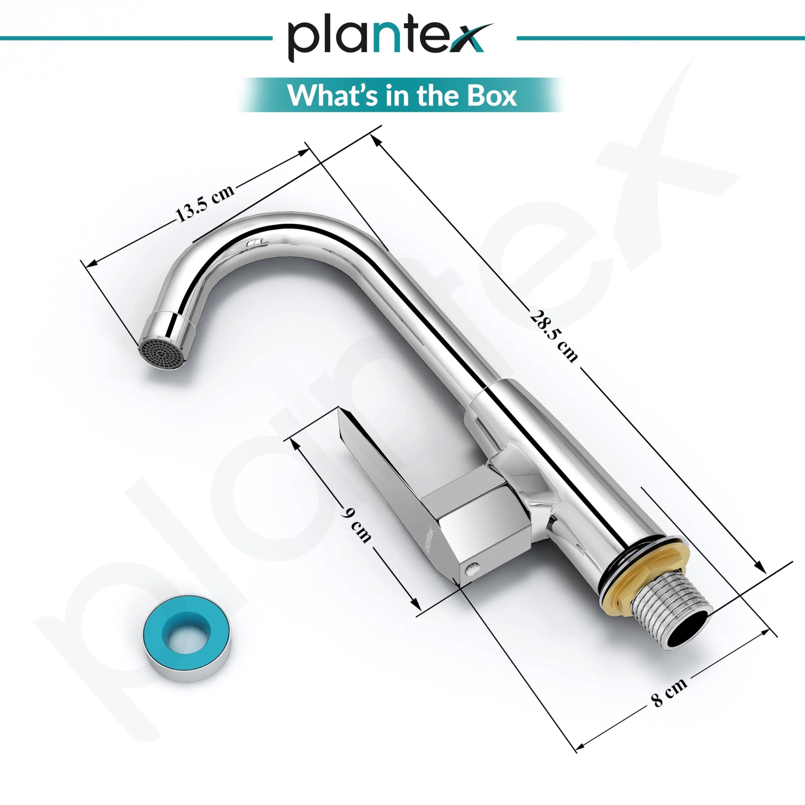 Plantex Kitchen Taps for Home Sink with Swivel Spout/Sink Tap for Kitchen Basin with Teflon Tape/Kitchen Faucets for Sink -Chrome (Celesiya-1246) - Image 3