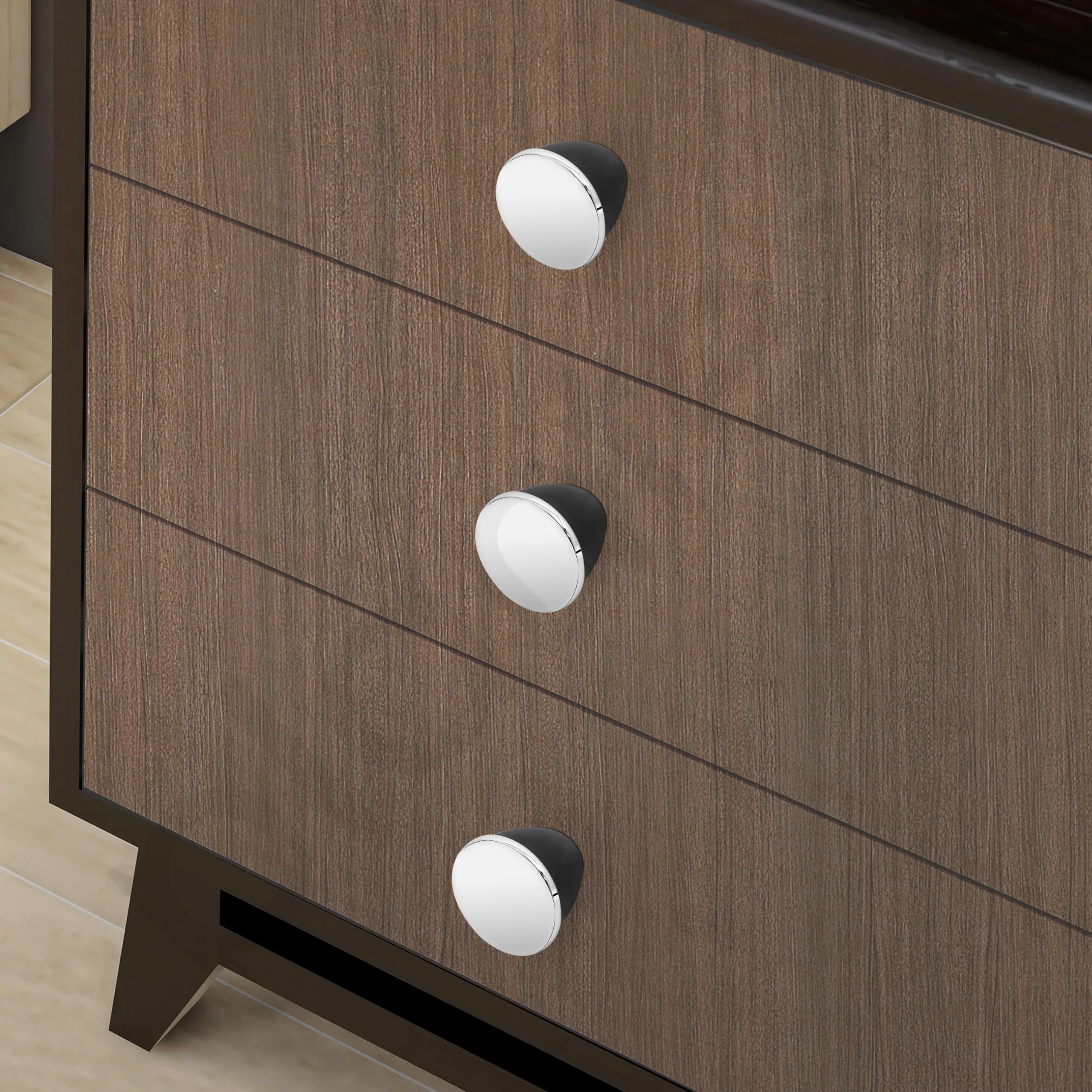 Plantex Knobs for Drawer/Drawer Knobs/Knobs for Cabinets/Pull-Push Knobs for Kitchen/Bedroom Drawer - Pack of 3 (Chrome & Black) - Image 7