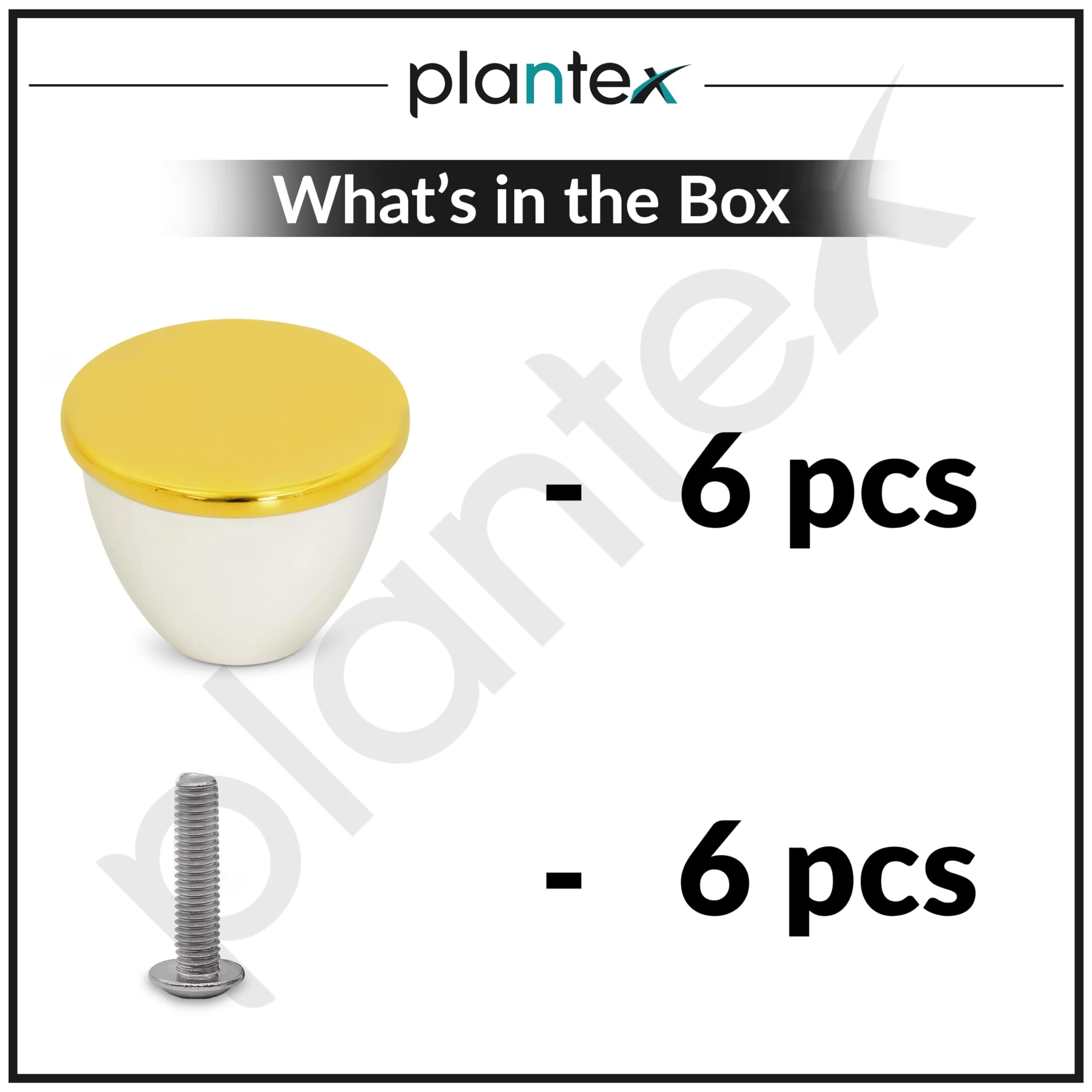 Plantex Knobs for Drawer/Drawer Knobs/Knobs for Cabinets/Pull-Push Knobs for Kitchen/Bedroom Drawer - Pack of 6 (Gold & White) - Image 5
