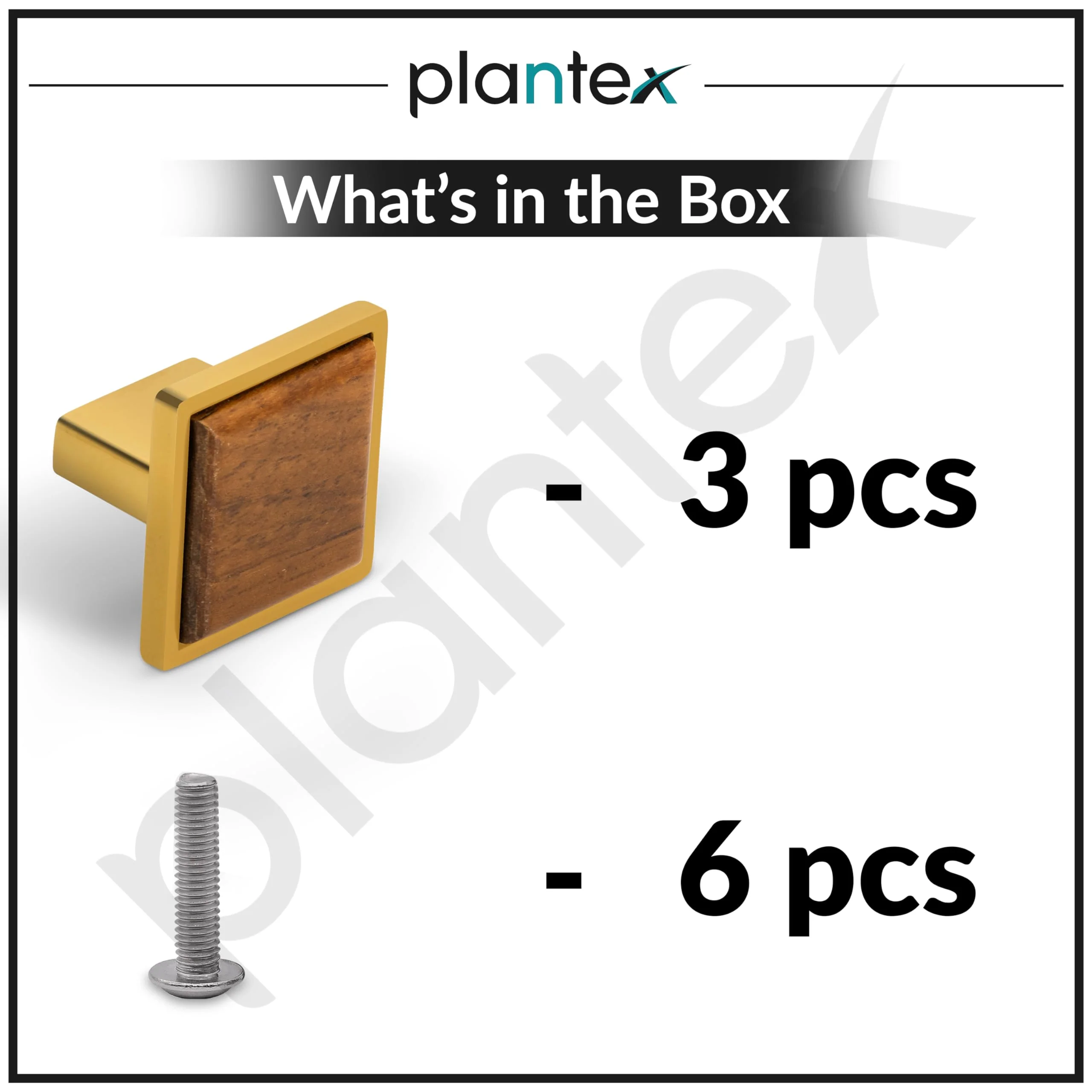 Plantex Knobs for Drawer | Pull-Push Knobs for Kitchen & Bedroom Drawer | Cabinet Drawer Pull knobs- Pack of 3 (Small, Gold & Wood) - Image 5