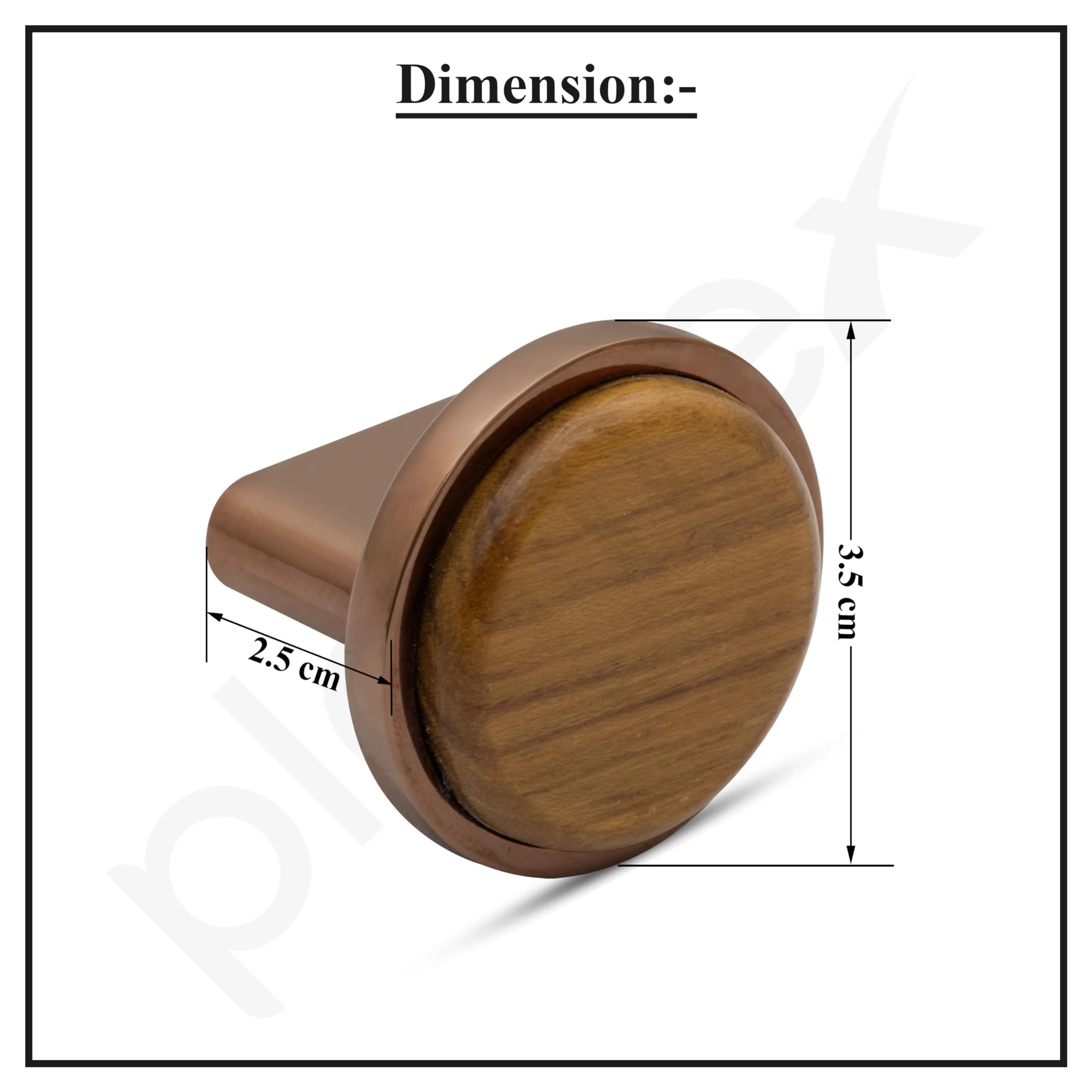 Plantex Knobs for Drawer/Round Drawer Knobs/Knobs for Cabinets/Pull-Push Knobs for Kitchen/Bedroom Drawer - Pack of 2 (Small, Rose Gold & Wood) - Image 3