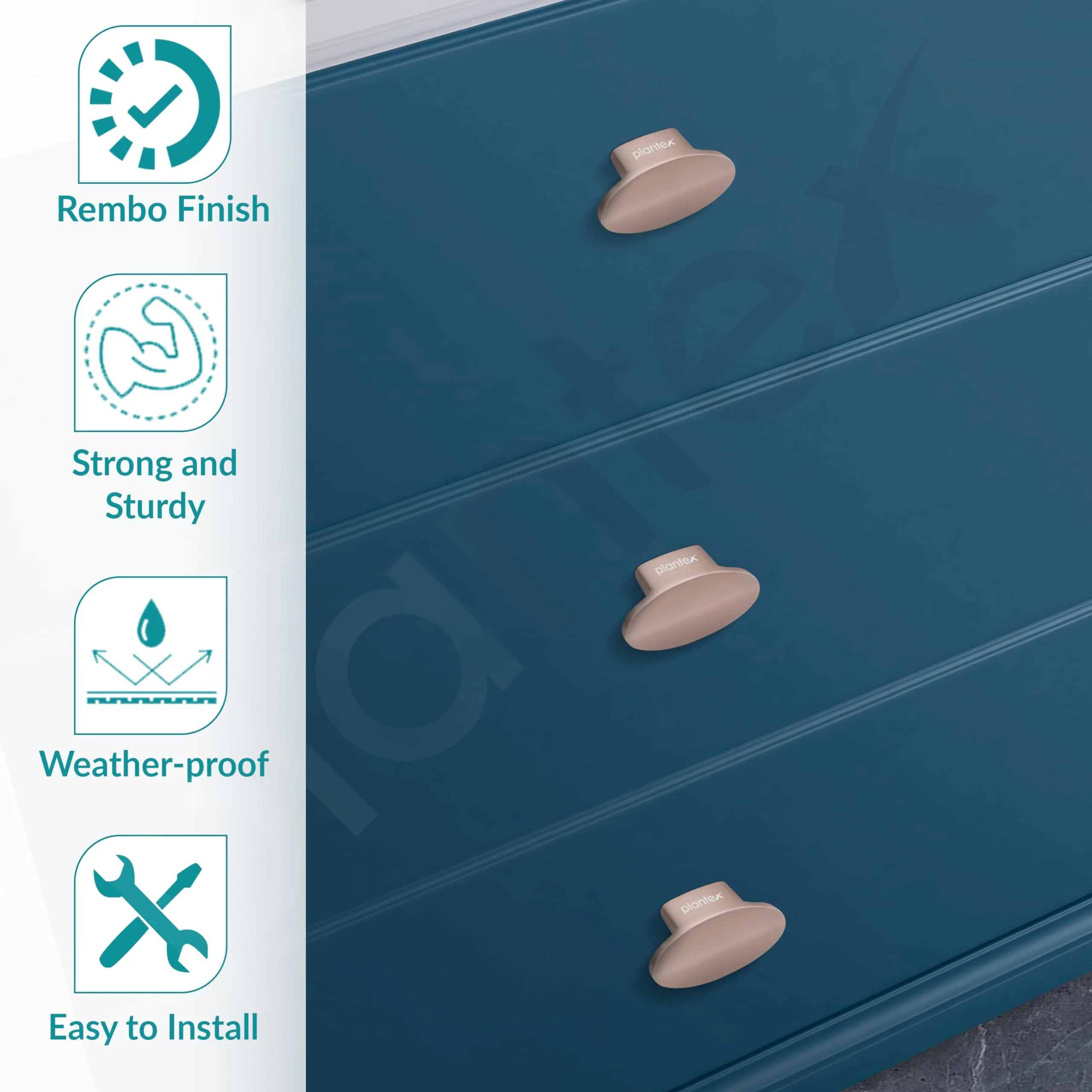 Plantex Knobs for Drawer/Small Drawer Knobs/Knobs for Cabinets/Pull-Push Knobs for Kitchen/Bedroom Drawer - Pack of 10 (Oval, Rembo) - Image 5