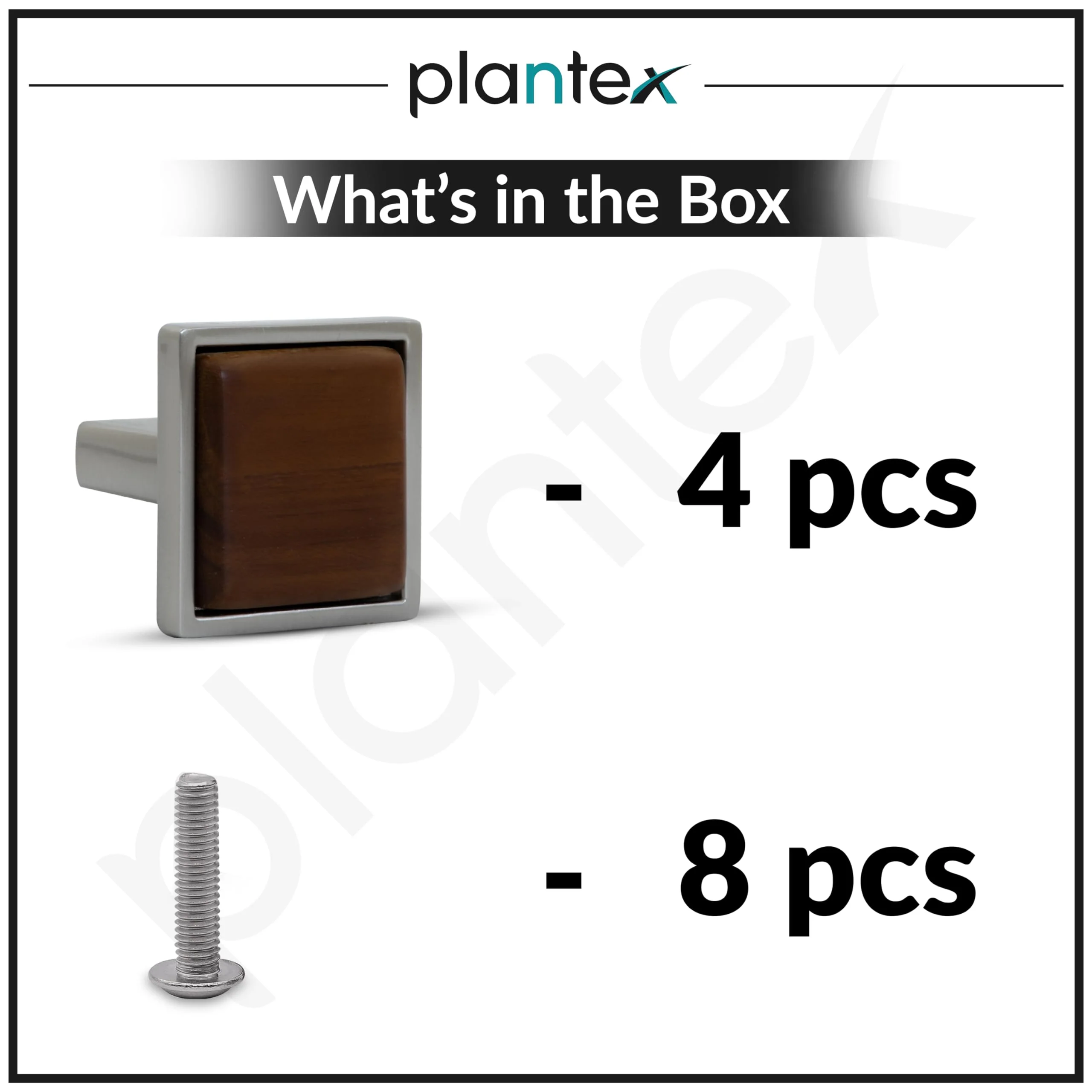 Plantex Knobs for Drawer | Square Drawer Knobs | Cabinets Drawer Knobs | Pull-Push Knobs for Kitchen & Bedroom Drawer - Pack of 4 (Satin & Wood) - Image 5