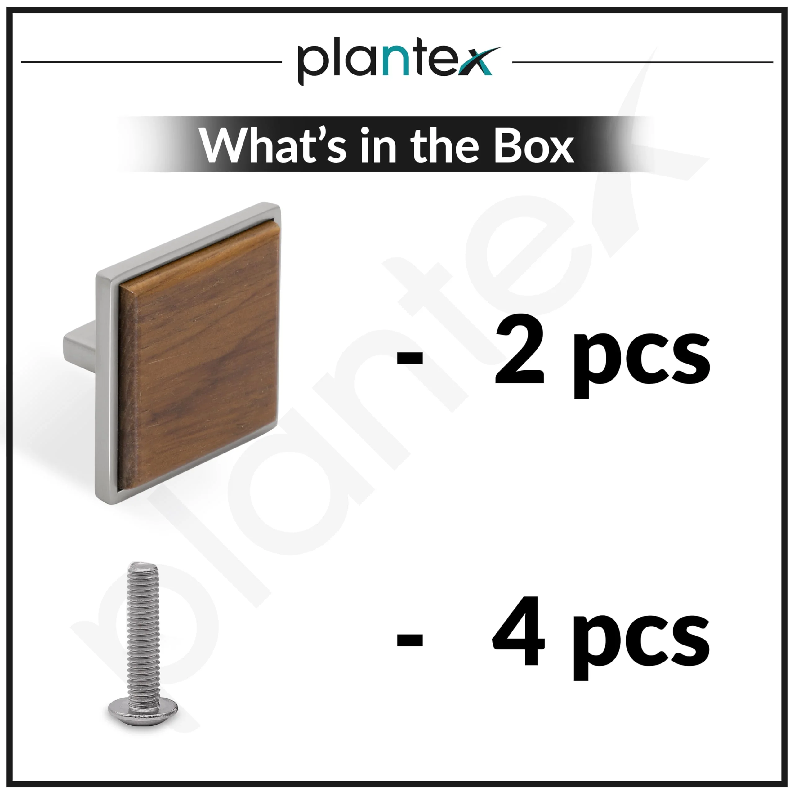 Plantex Knobs for Drawer/Square Drawer Knobs/Knobs for Cabinets/Pull-Push Knobs for Kitchen/Bedroom Drawer - Pack of 2 (Big, Satin & Wood) - Image 5