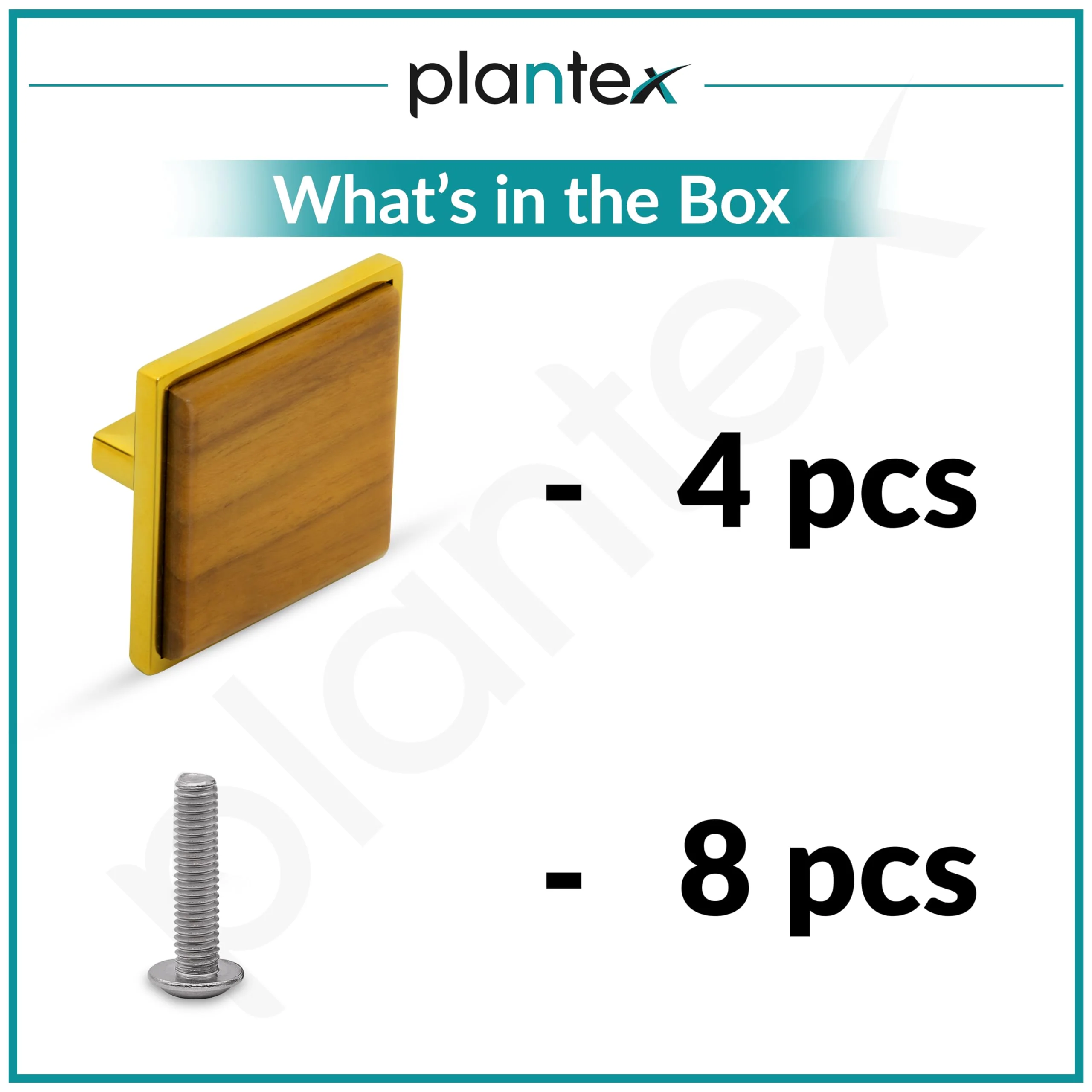 Plantex Knobs for Drawer/Square Drawer Knobs/Knobs for Cabinets/Pull-Push Knobs for Kitchen/Bedroom Drawer - Pack of 4 (Big, Gold & Wood) - Image 5