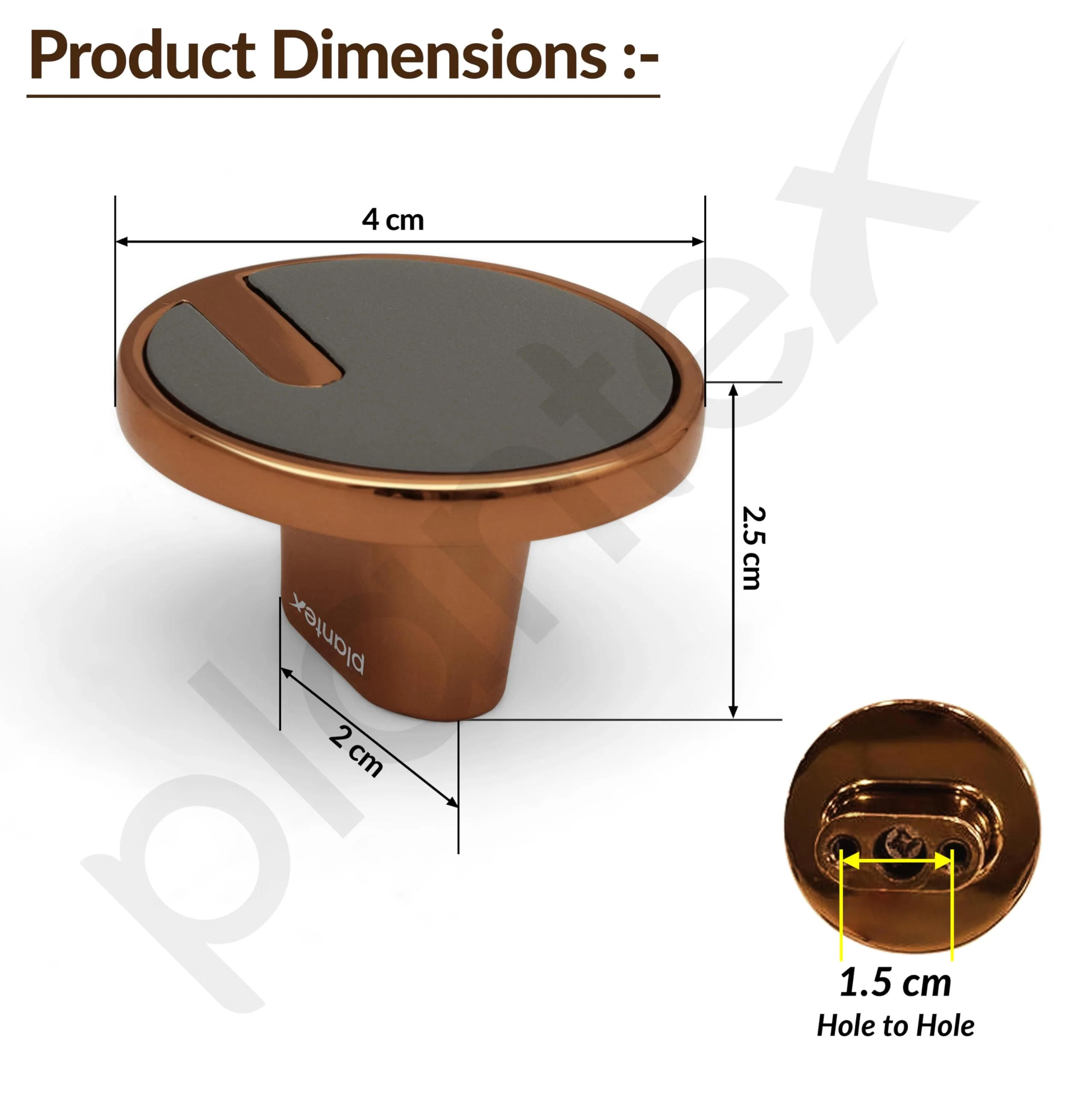 Plantex Knobs for Drawers/Drawer Knobs/Round Knob for Cabinets/Pull-Push Knob for Kitchen/Bedroom/Drawer - Pack of 1 (SH-433, Rose Gold & Grey) - Image 2
