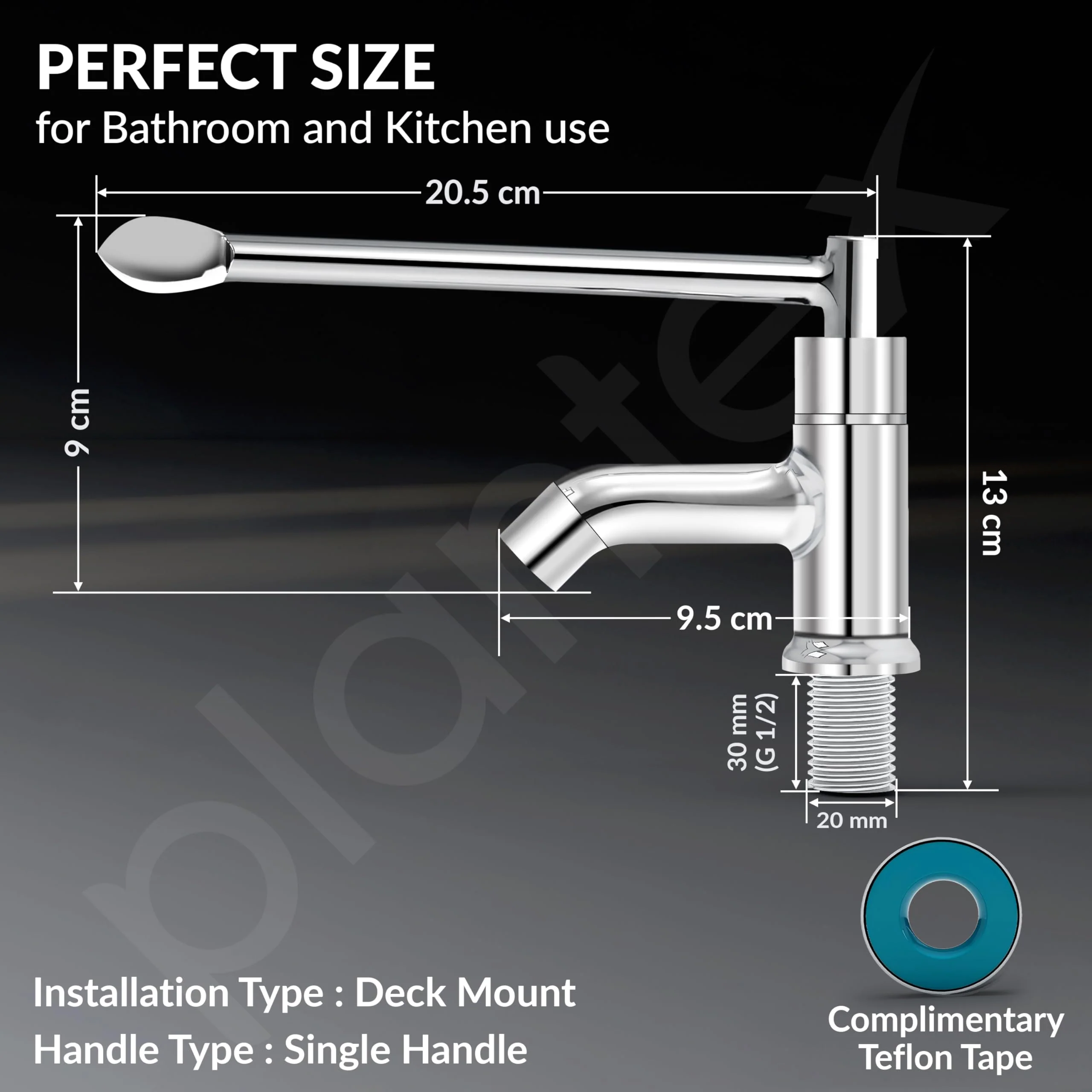 Plantex Lab Pillar Cock for Bathroom/Pillar Cock for Wash Basin with Teflon Tap - Pack of 1 (AC05, Chrome) - Image 4