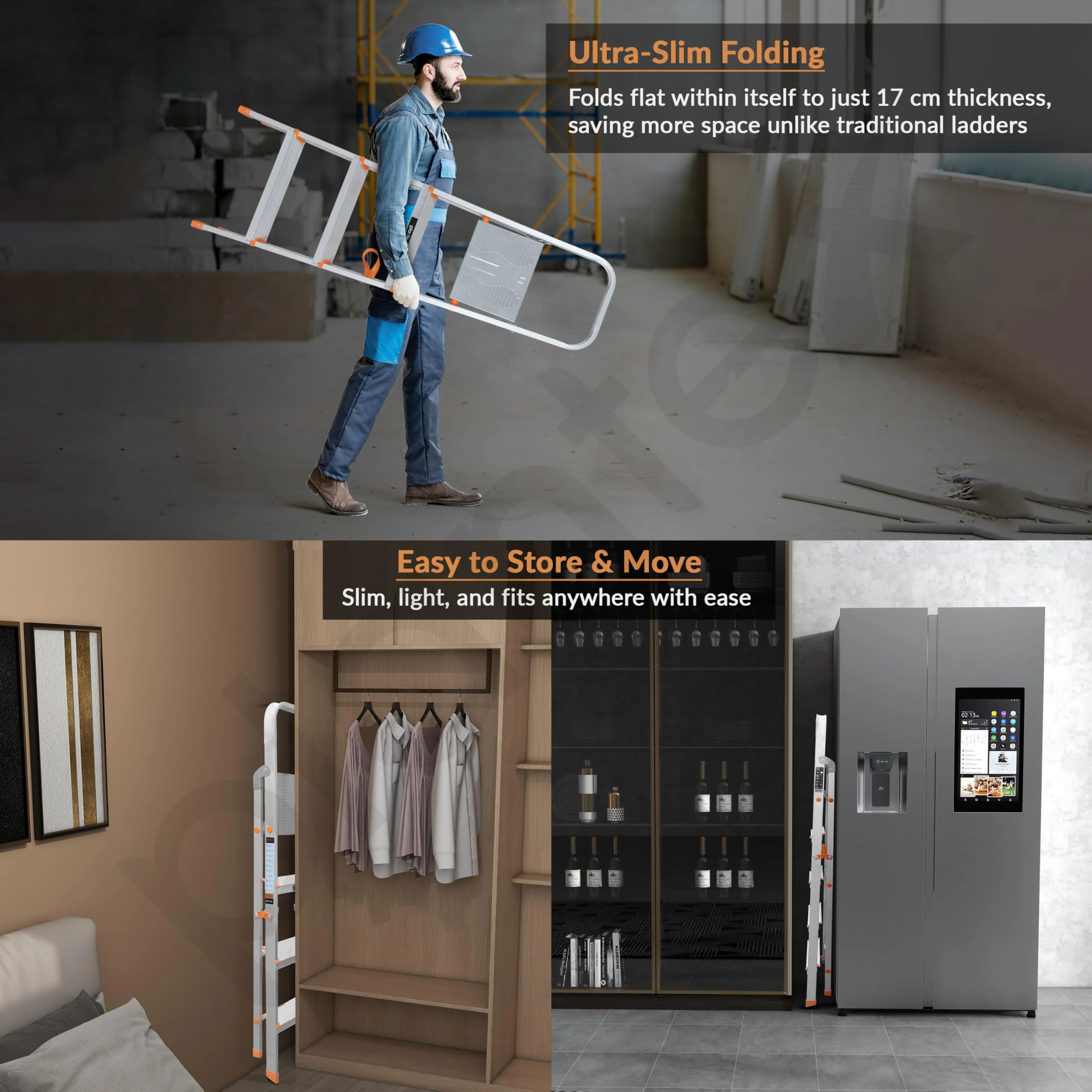 Plantex Legend 4 Step Ladder for Home/Anti-Slip Steps/Easy to Fold Aluminium Ladder/Capacity Upto 150 kg (Orange-Silver) - Image 7