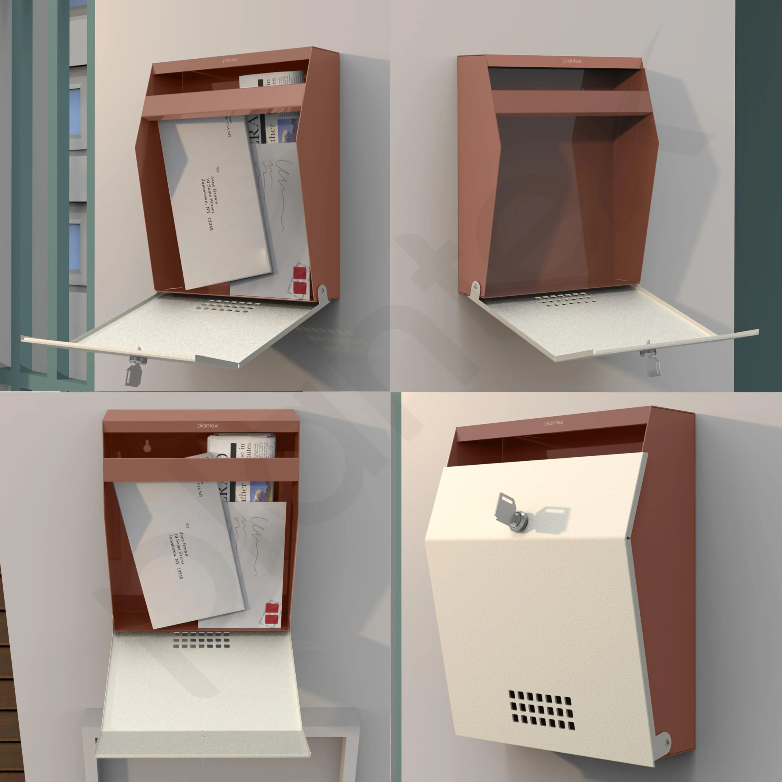 Plantex Letter Box/Suggestion Box with Key Lock/Post Box for Gate Home/Office/Complaint Box/Wall Mounted Mail Box - GI Steel (Orchid & Ivory) - Image 6