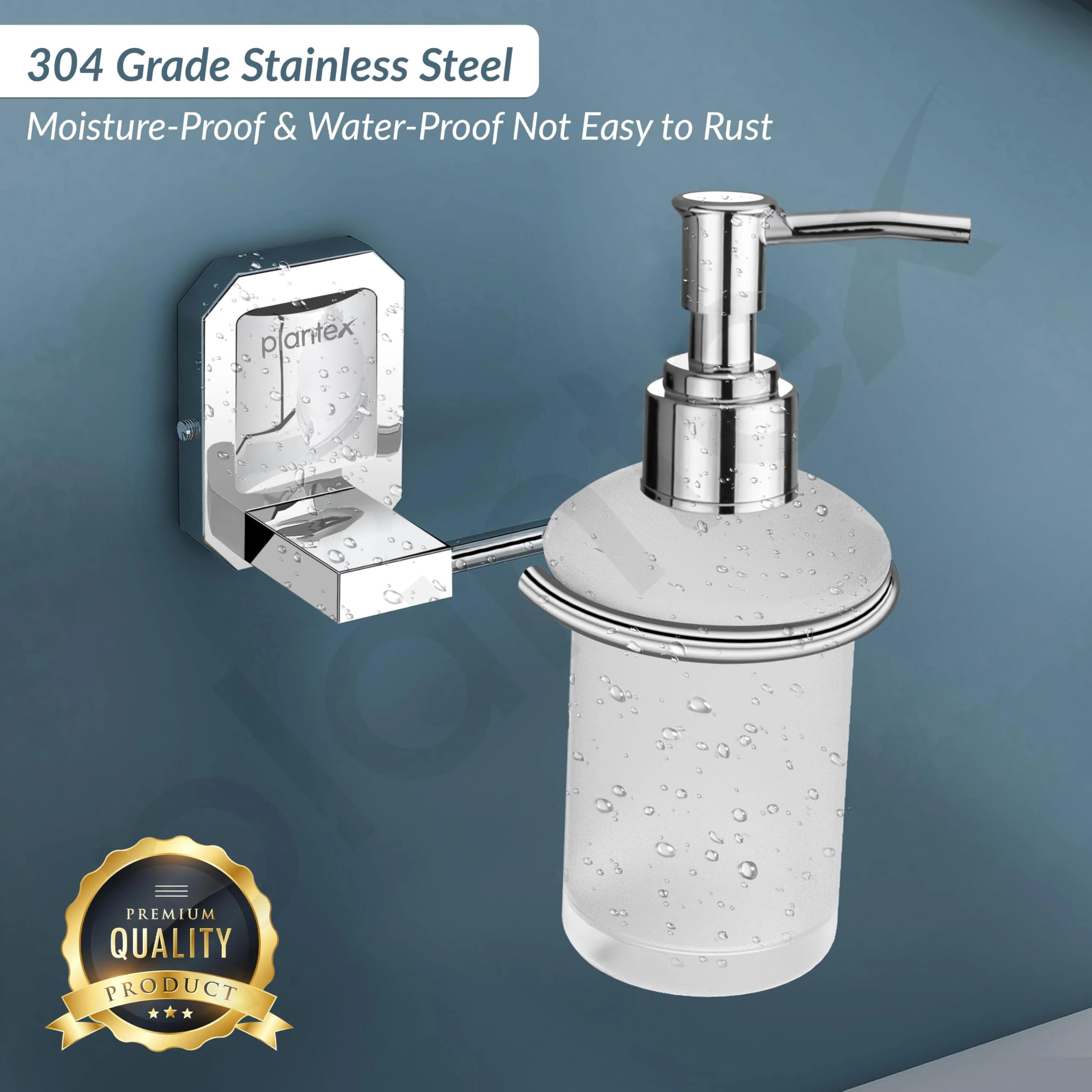 Plantex Liquid Soap Dispenser for Bathroom/304 Grade Stainless Steel Hand Wash Dispenser/Bathroom Accessories - Cute (Pack of 1, Chrome) - Image 6
